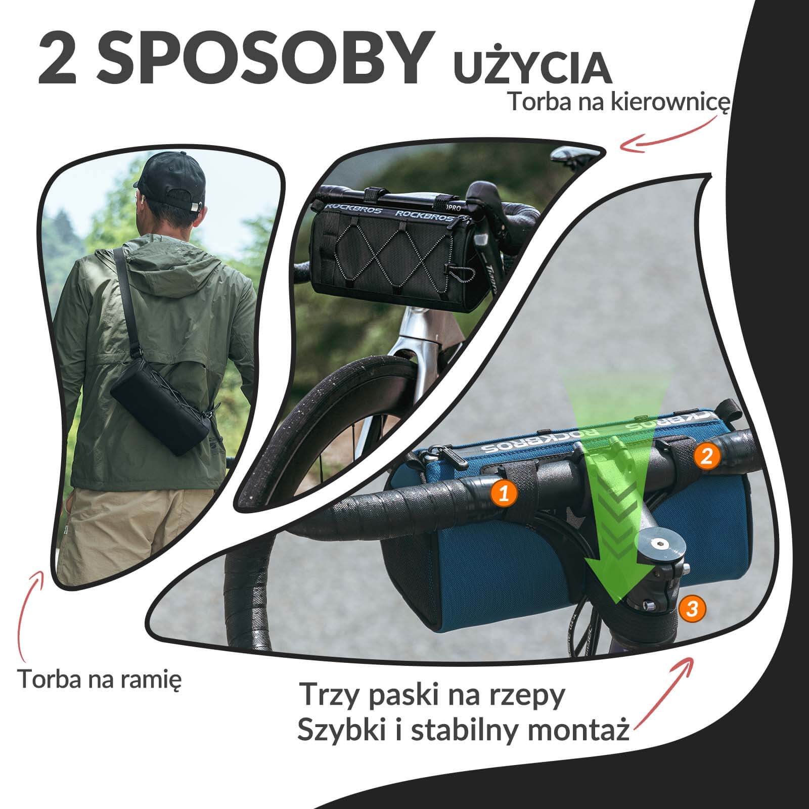 Torba na Kierownicę Wielofunkcyjna Torba Rowerowa z Paskiem 1,5L - Image 4
