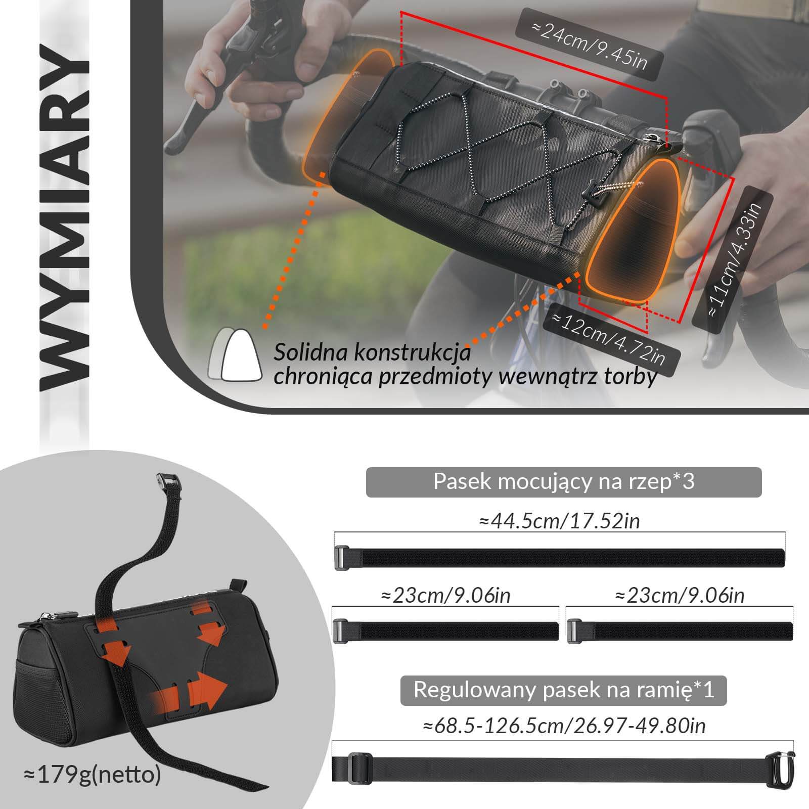 Torba na Kierownicę Wielofunkcyjna Torba Rowerowa z Paskiem 1,5L - Image 6