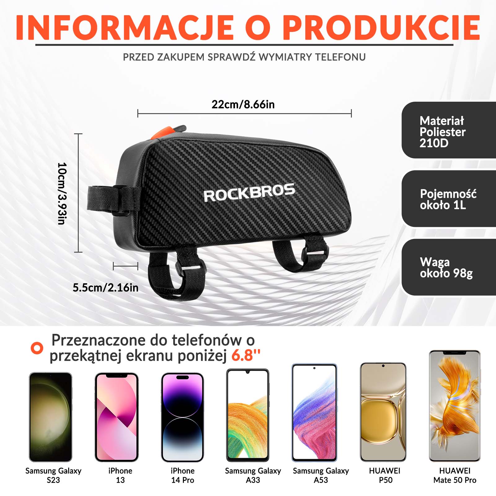 Torba na Ramę Rowerowa Wodoodporność1 L - Image 3