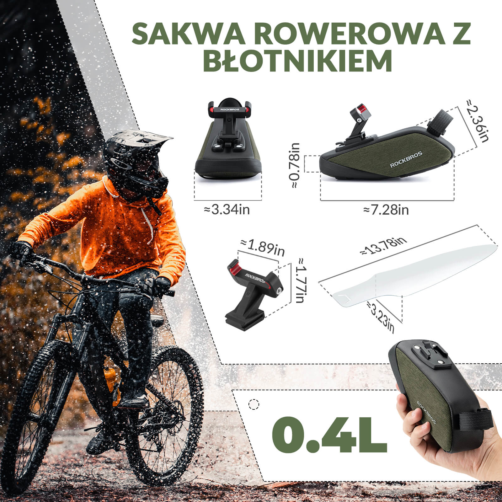 Torba Podsiodłowa z Błotnikami PVC do Roweru -C53 - Image 4