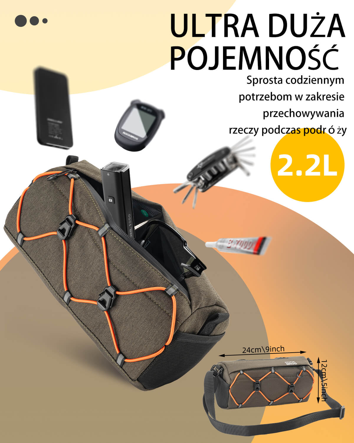 Torba rowerowa Przednia Sześciokątna -W012 - Image 2