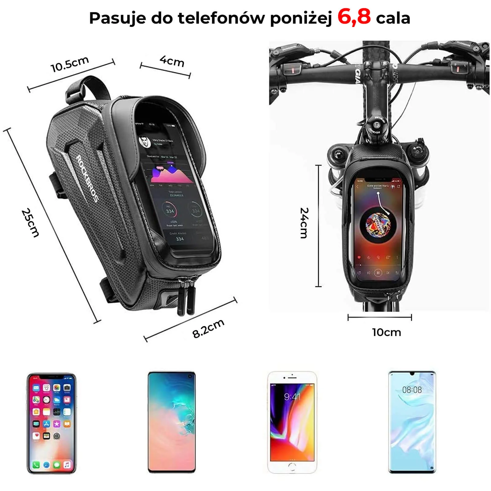 Twarda Torba Rowerowa Na Górną Ramę Z Etui Na Telefon 6.1 / 6.8 Cala - Image 6