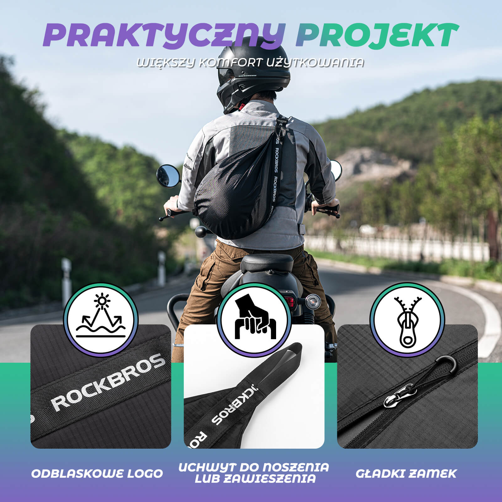 Plecak na Kask z Regulowanymi Szelkami i Elementami Odblaskowymi-H34 - Image 2