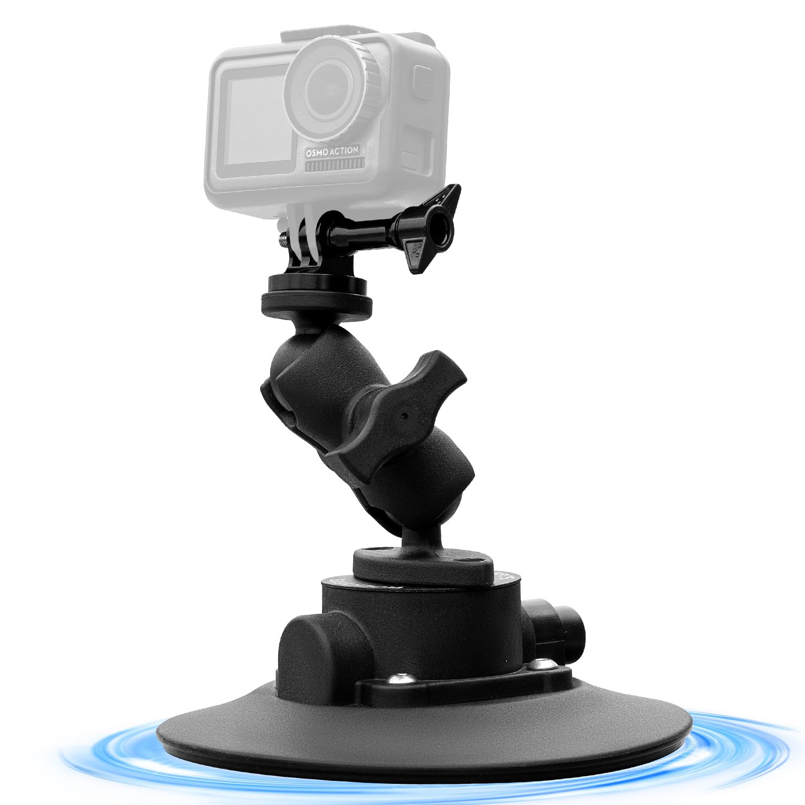 ROCKBROS Uchwyt do Kamer Sportowych Samochodowy na Przyssawkę z Pompką i Stojak na Aparat Ruchową Akcesoria do Kamery Akcji Magic Arm do DJI OSMO, GoPro Hero 11/10/9/8 MAX, Nikon, Sony