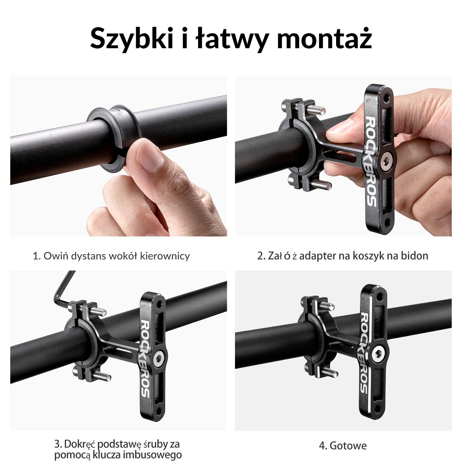 ROCKBROS Uchwyt na Koszyk do Bidonu Podwójny Uniwersalny Regulowany Czarny - Image 6