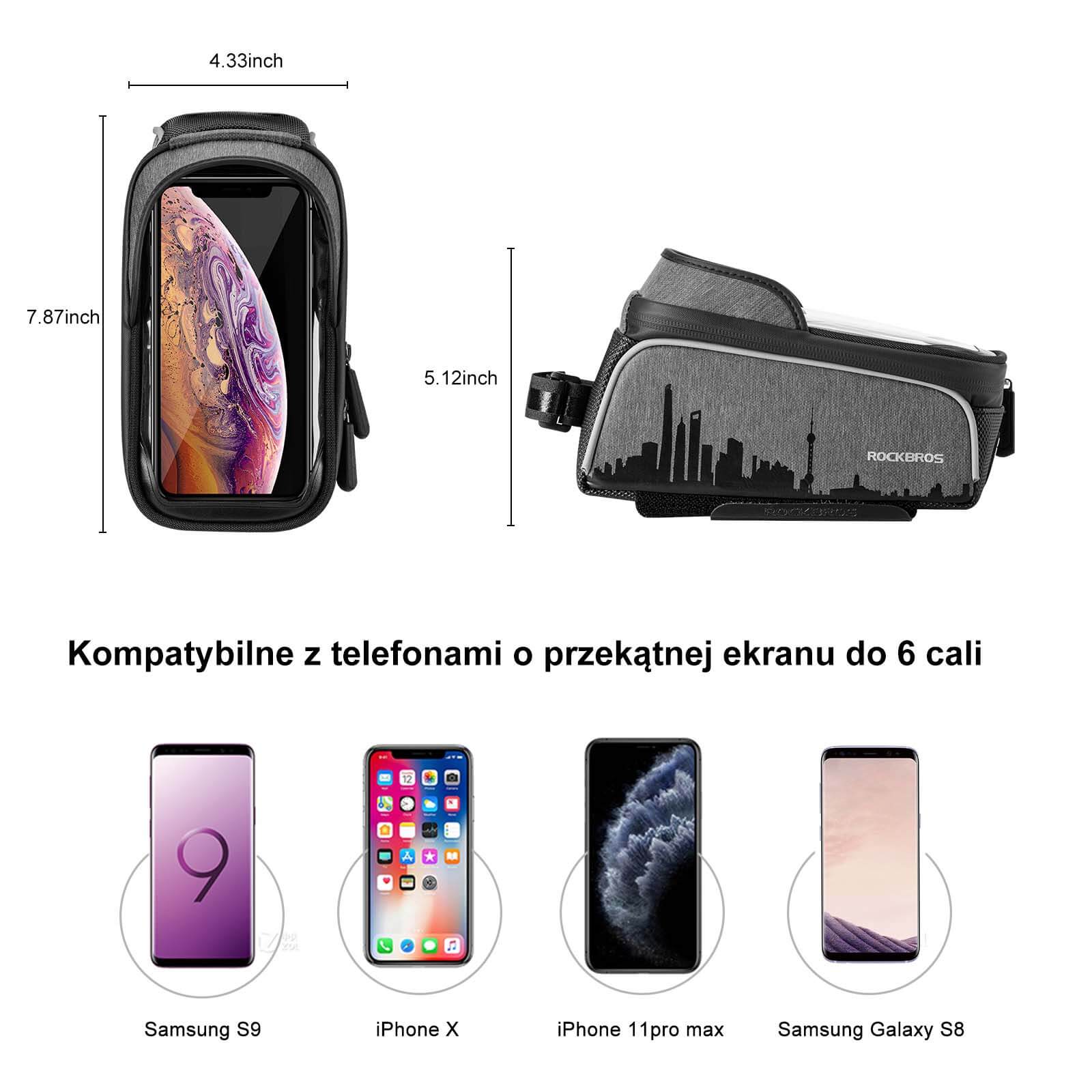 Wodoodporna Torba na Ramę Rowerową z Kieszenią na Telefon do 6,5‘’ - Image 6