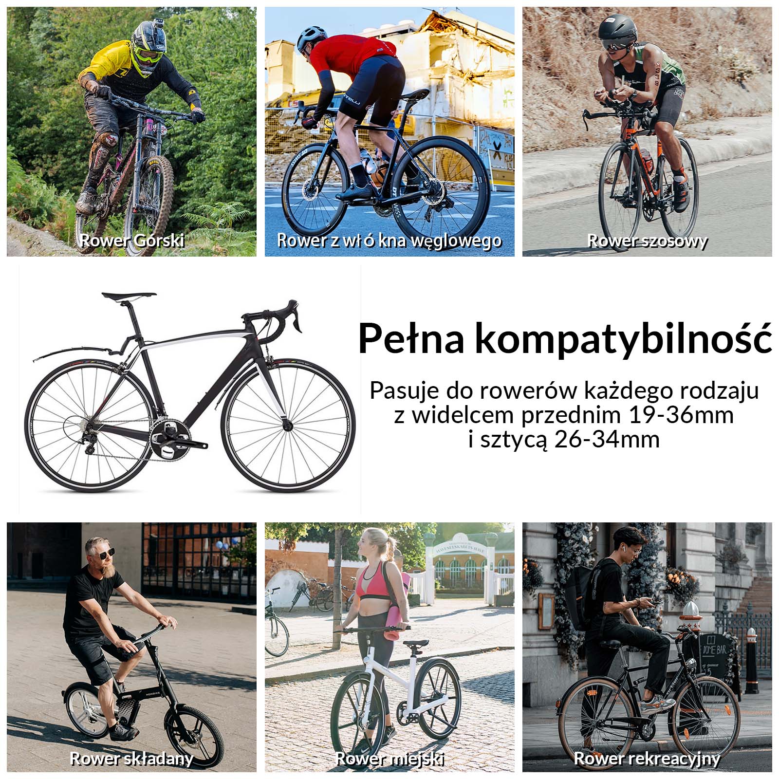 ROCKBROS Zestaw Błotników Rowerowych Błotnik Przód + Tył Uniwersalny Czarny do MTB - Image 7