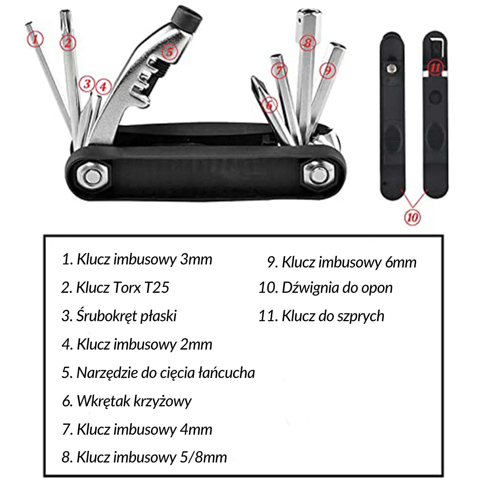 ROCKBROS Zestaw Narzędzi Do Naprawy Rowerów Scyzoryk Imbus Klucz 12 w 1 - Image 2