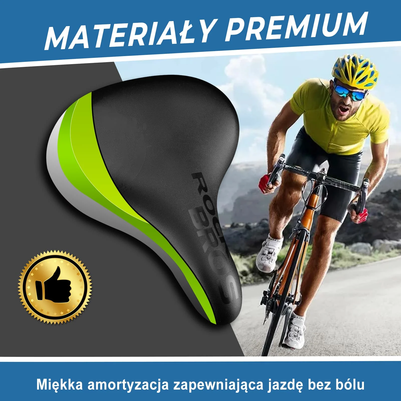 Siodełko Rowerowe Pogrubione, Wydłużone z Amortyzacją i Szeroką Konstrukcją-6873 - Image 3