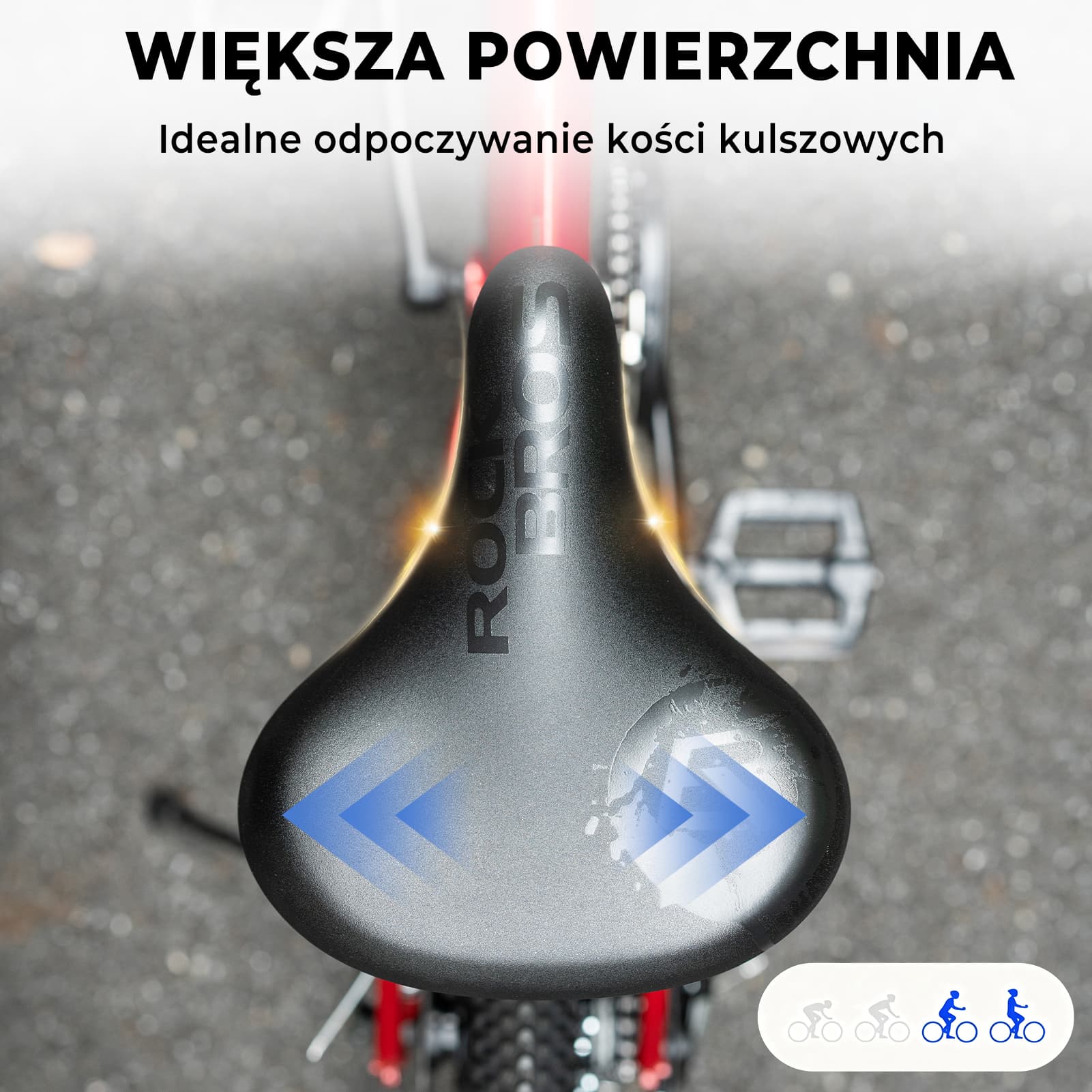 Siodełko Rowerowe Pogrubione, Wydłużone z Amortyzacją i Szeroką Konstrukcją-6873 - Image 6