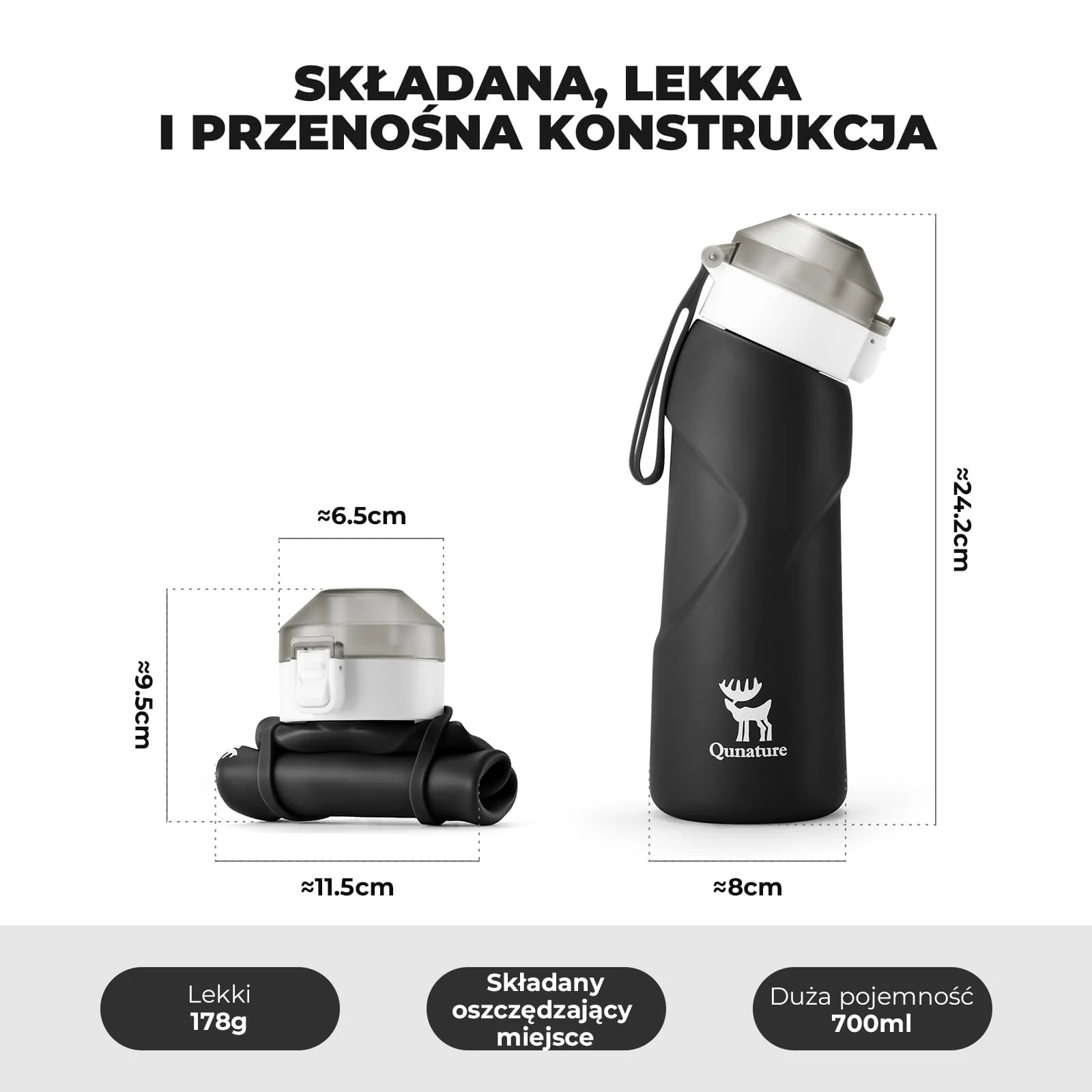 Qunature Składany Miękki Bidon Z Ukośnym Ustnikiem 700 ml - Image 23