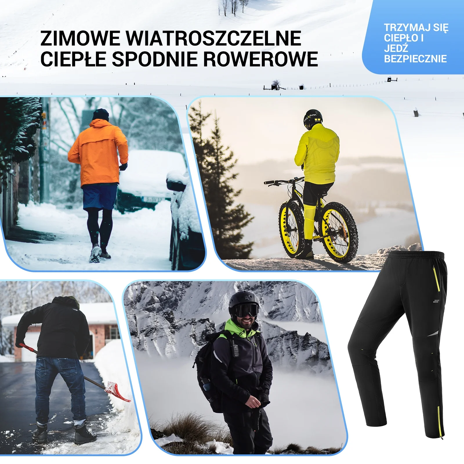 Spodnie Rowerowe na Zimą, Ciepłe, Wiatroszczelne-YPK044 - Image 5
