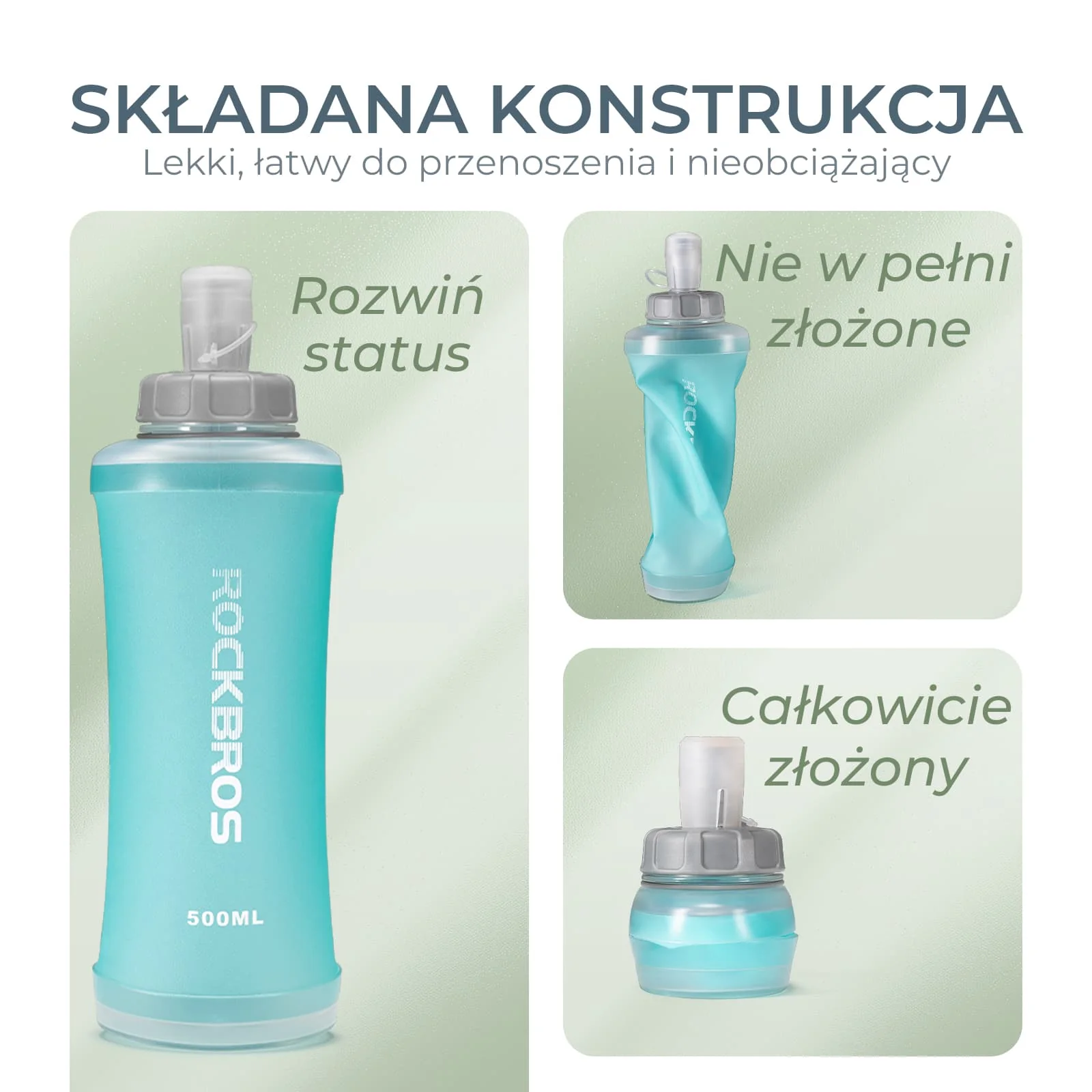 Sportowy Miękki Bidon Składana Konstrukcja 500ml - Image 3
