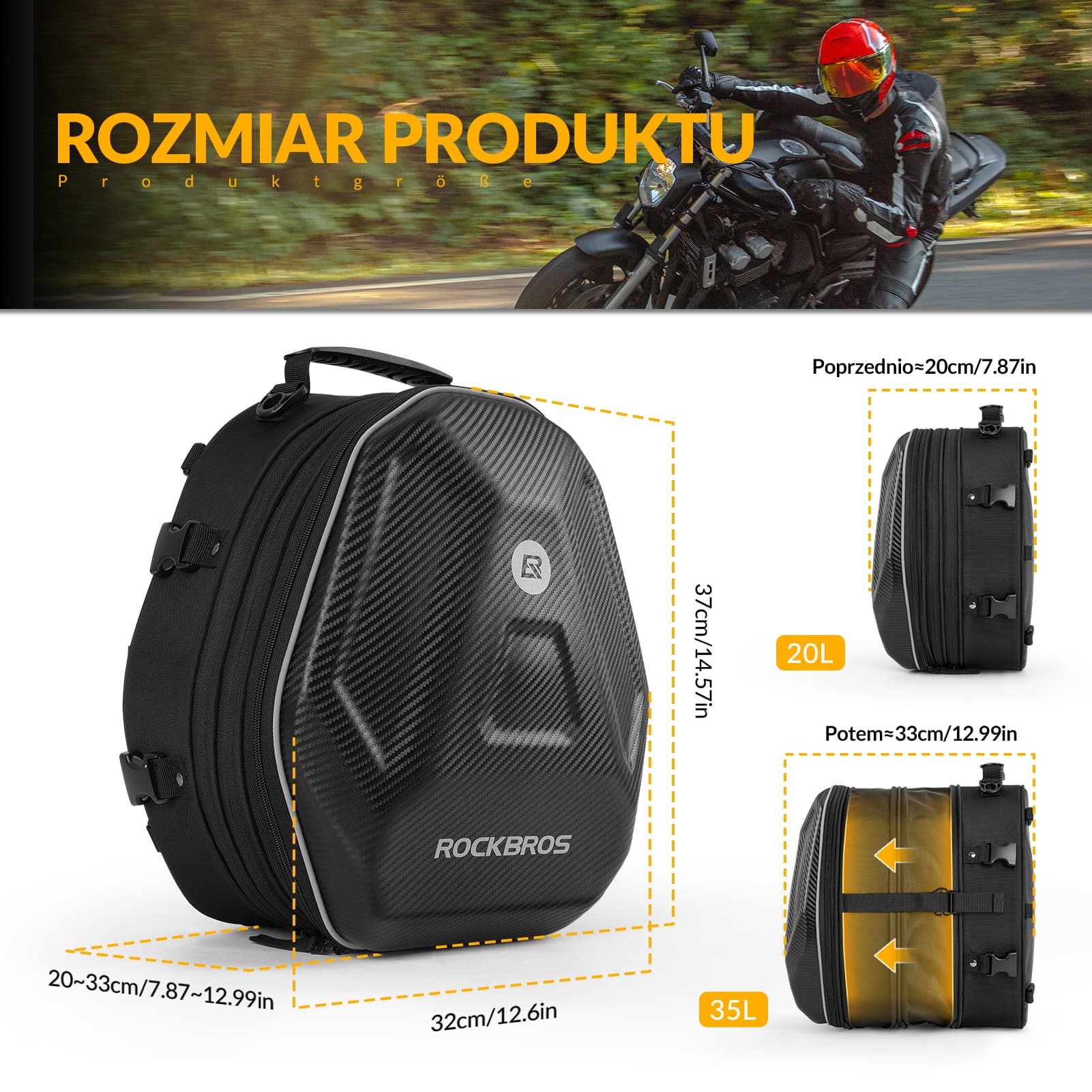 Torba Motocyklowa Na Bagażnik/Torba Tylna 20–35L Wodoodporna -C48 - Image 3