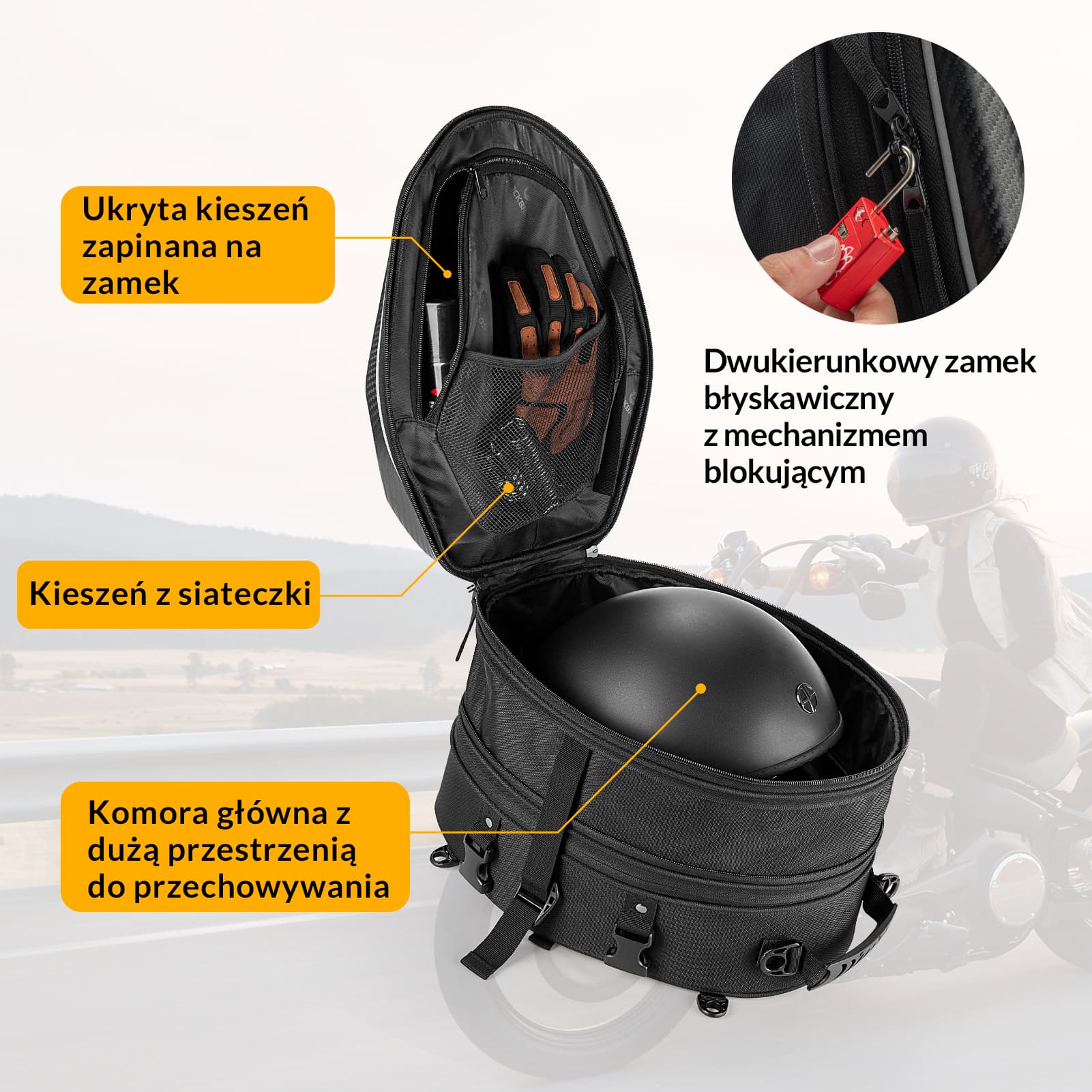 Torba Motocyklowa Na Bagażnik/Torba Tylna 20–35L Wodoodporna -C48 - Image 5