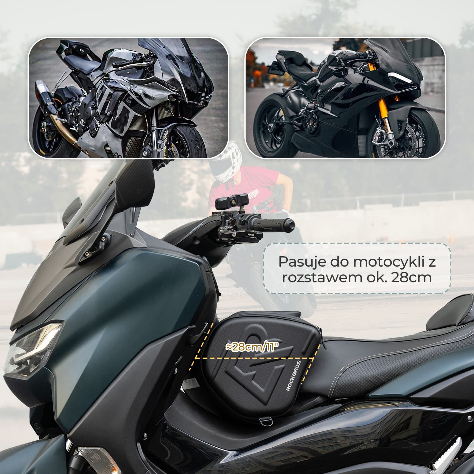 Torba Motocyklowa Na Bak Z Uchwytem Na Telefon 14L -MTB005 - Image 2