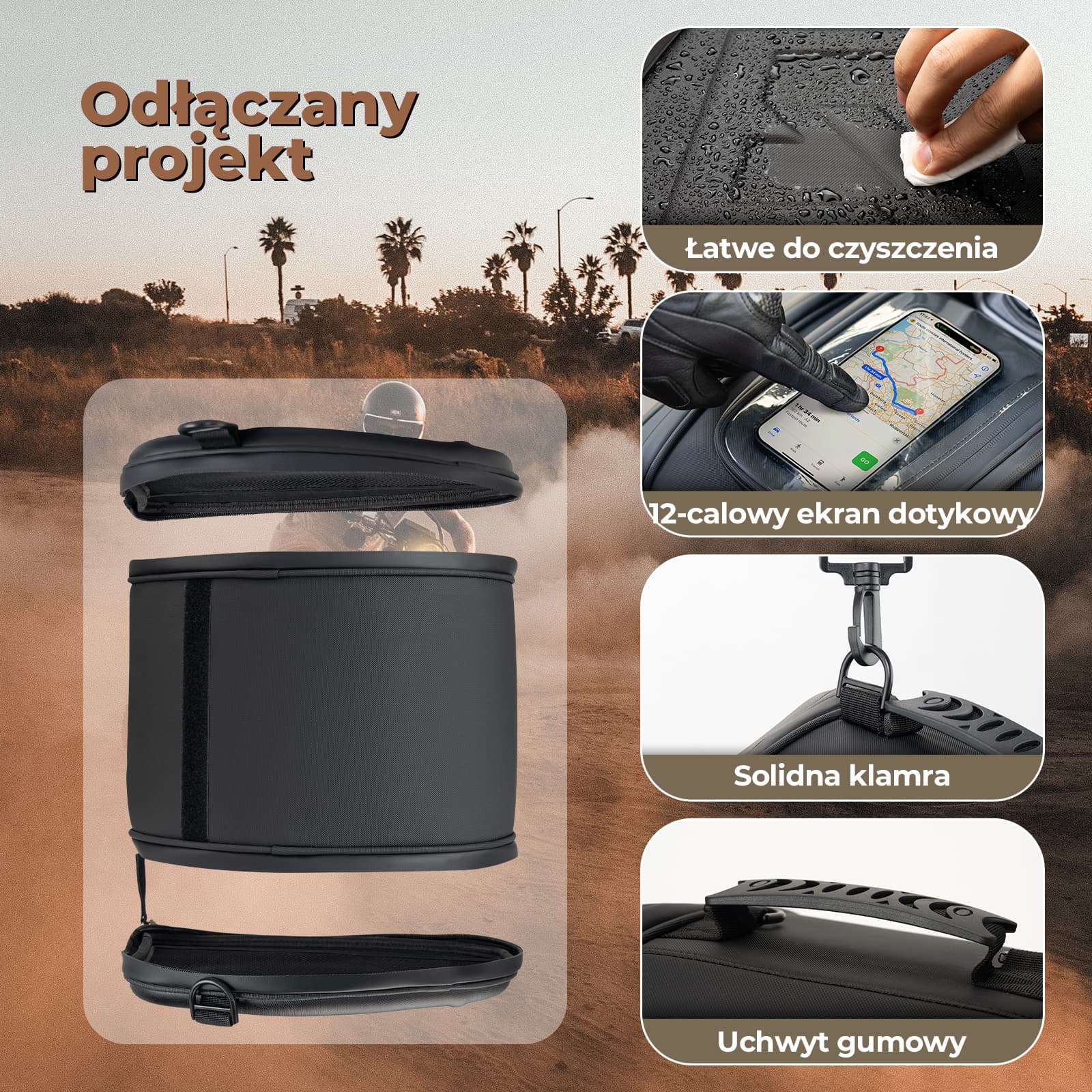 Torba Motocyklowa Na Bak Z Uchwytem Na Telefon 14L -MTB005 - Image 3