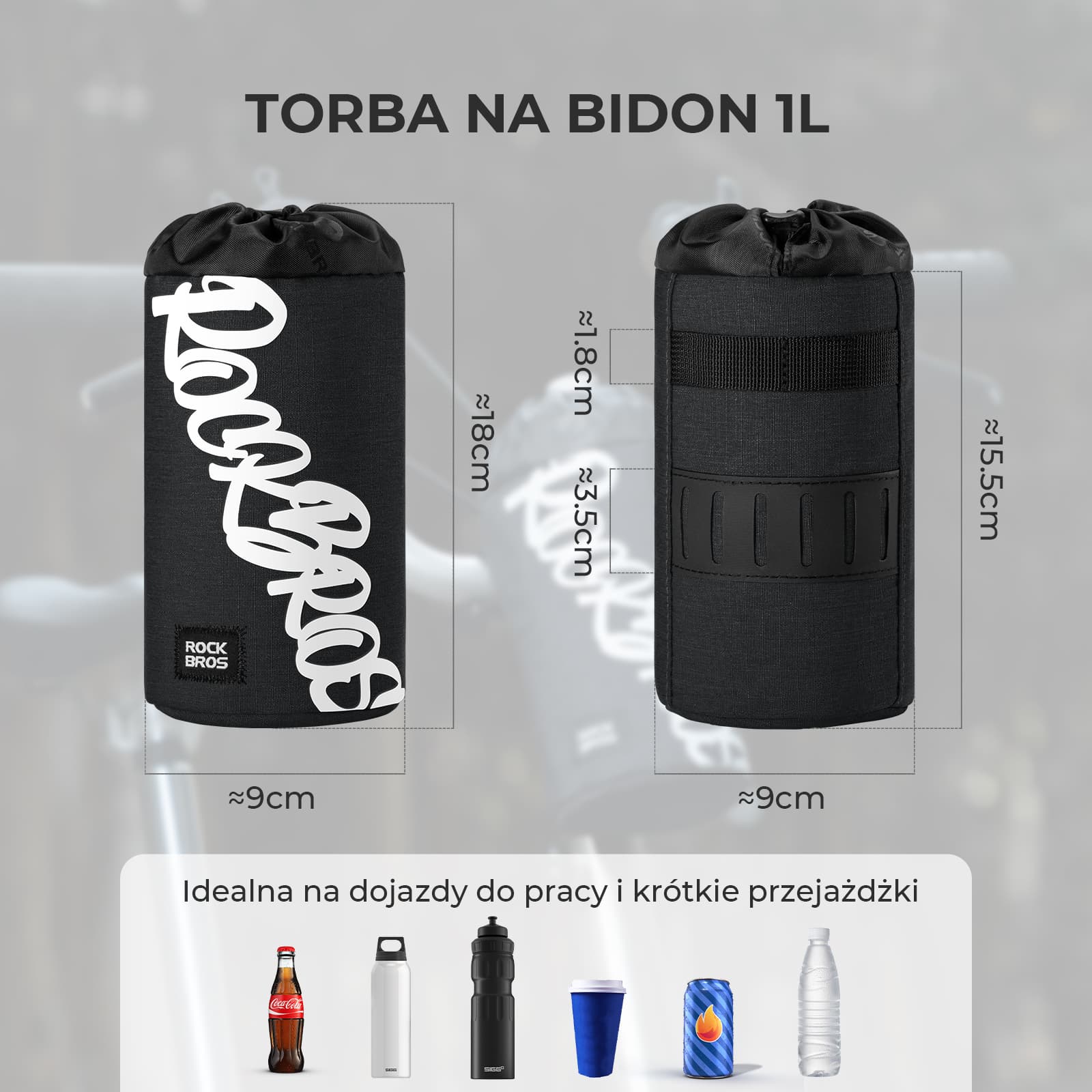 Torba Na Bidon Rowerowy Łatwy Montaż Duża Pojemność, Uniwersalna 1L-G004 - Image 2