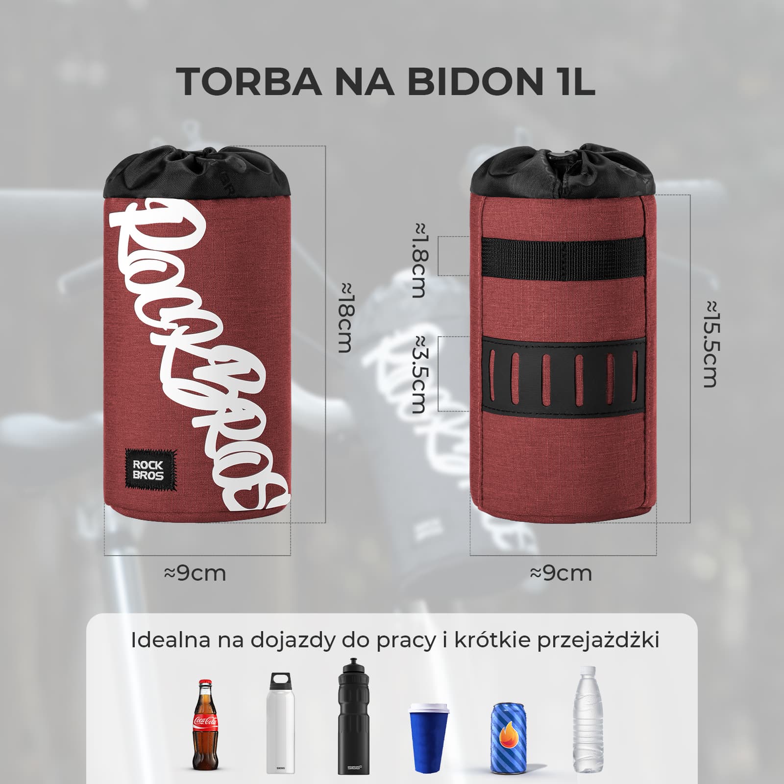 Torba Na Bidon Rowerowy Łatwy Montaż Duża Pojemność, Uniwersalna 1L-G004 - Image 8