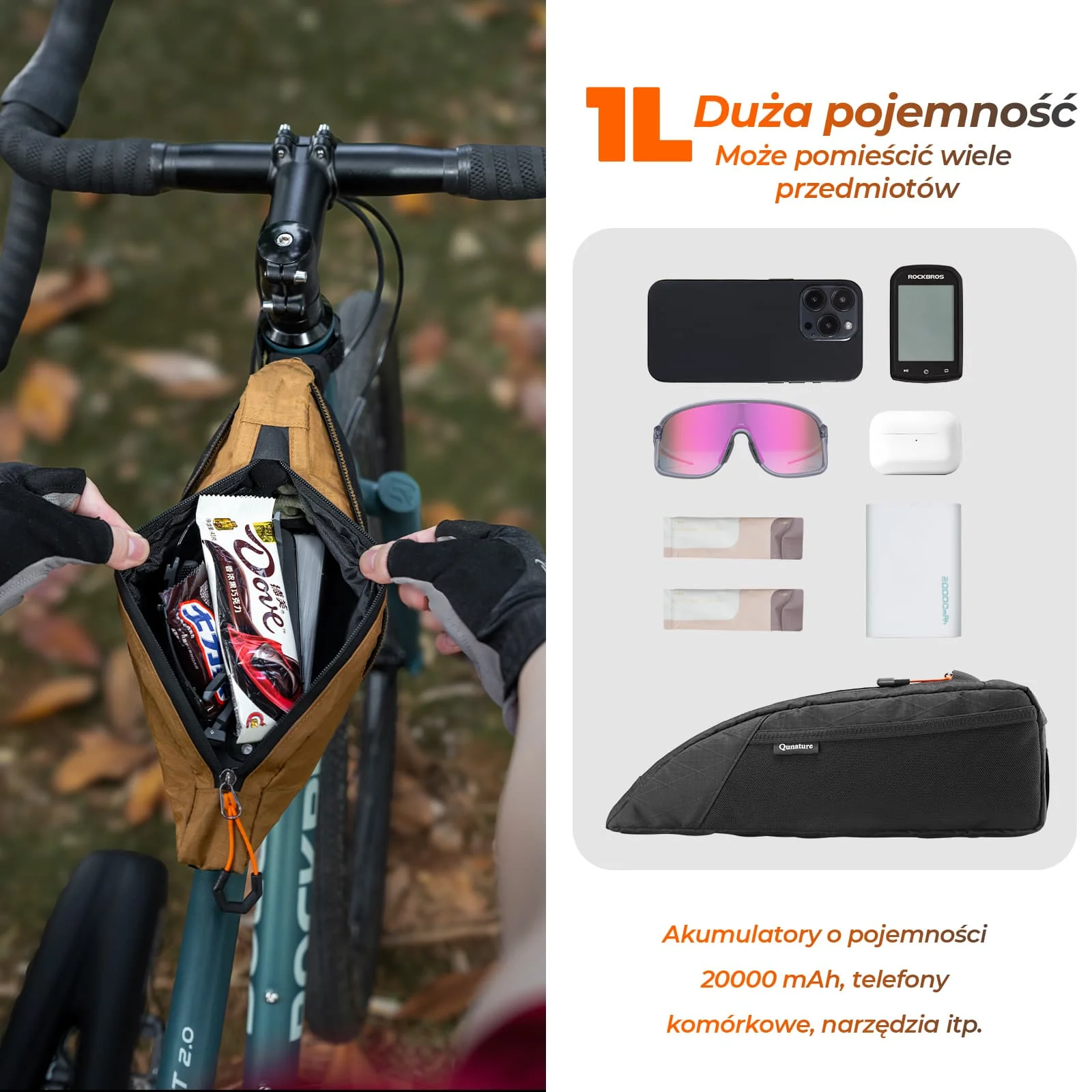 Qunature Torba na Górną Rurę Ramy – Pojemność 1L do Bikepackingu - Image 8