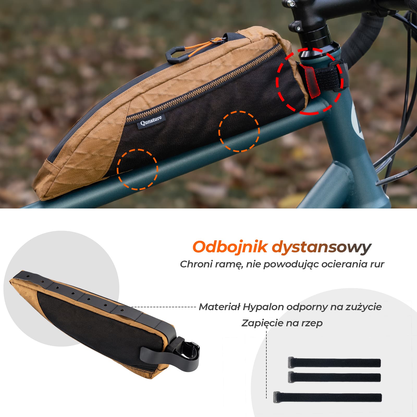 Qunature Torba na Górną Rurę Ramy – Pojemność 1L do Bikepackingu - Image 9