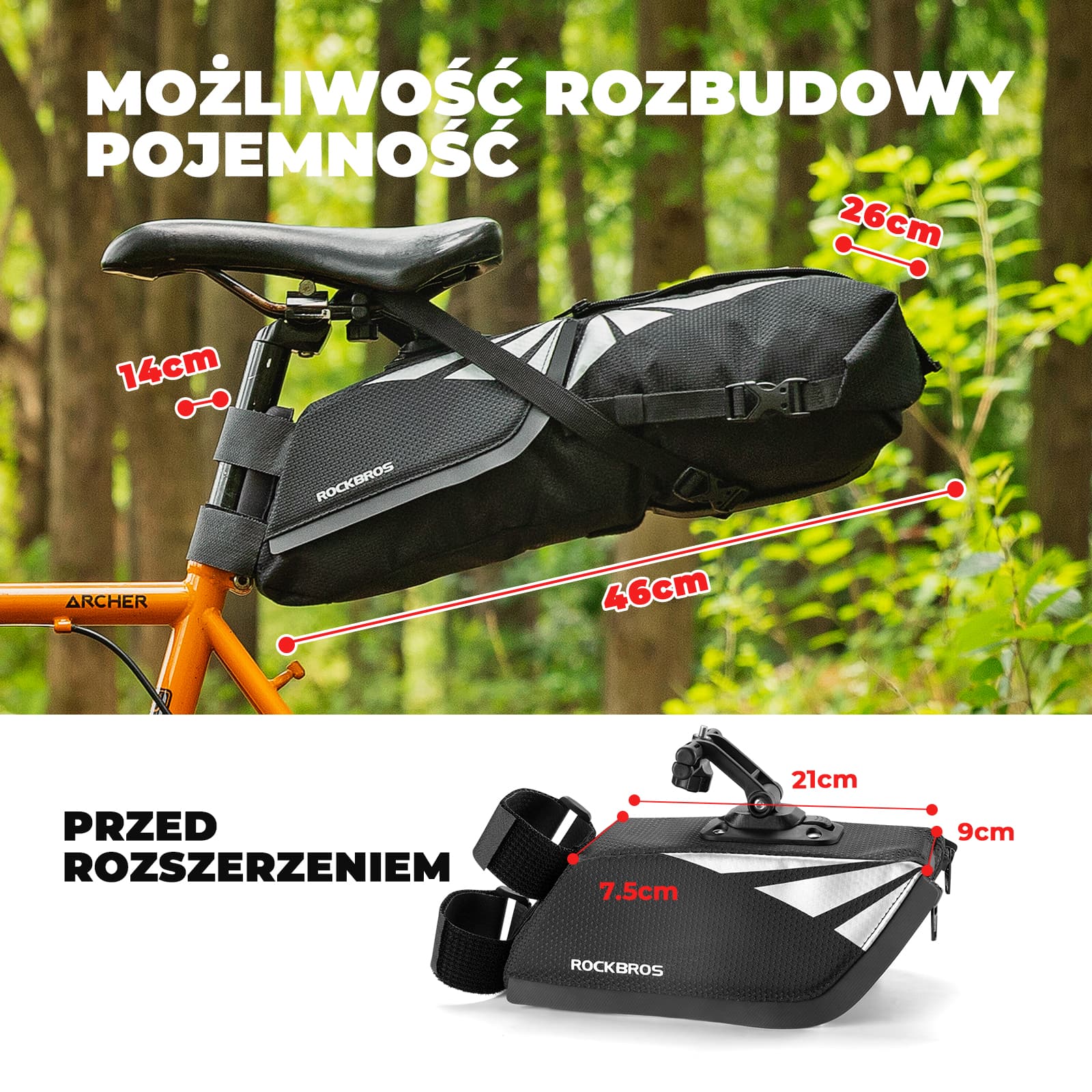 Torba Podsiodłowa Rowerowa Wodoszczelna, Pojemna i Bezpieczna 8 L - Image 5
