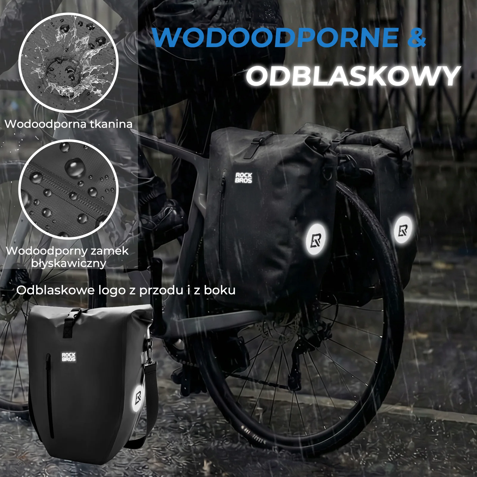 Torba Rowerowa Na Bagażnik W Pełni Wodoodporna I Odblaskowa 20L -AS-166 - Image 14