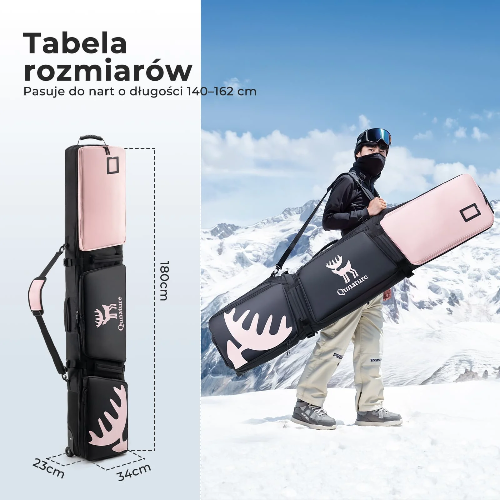 Qunature Torba Snowboardowa Quick-to-Store z Kołami PU-H57 - Image 3