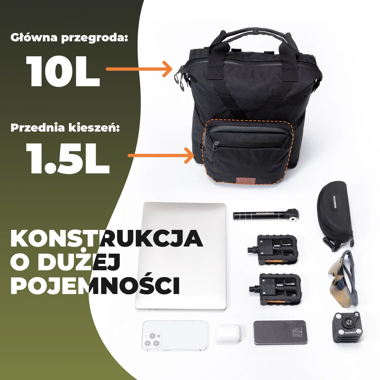 Torby na Kierownicę Składany Wielofunkcyjny Plecak Rowerowy 11,5L - Image 7