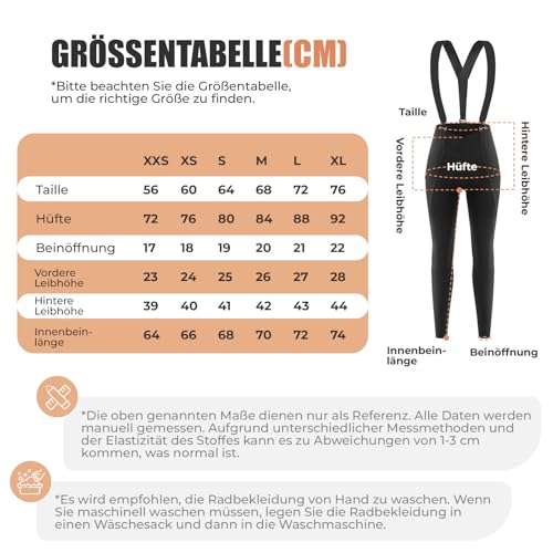 TVI Series Damskie Spodenki Kolarskie Bibtights, Duże, Wygodne Spodnie z Odpinanymi Ramiączkami do Kolarstwa Górskiego i Szosowego, Czarne-YDCK002 - Image 5