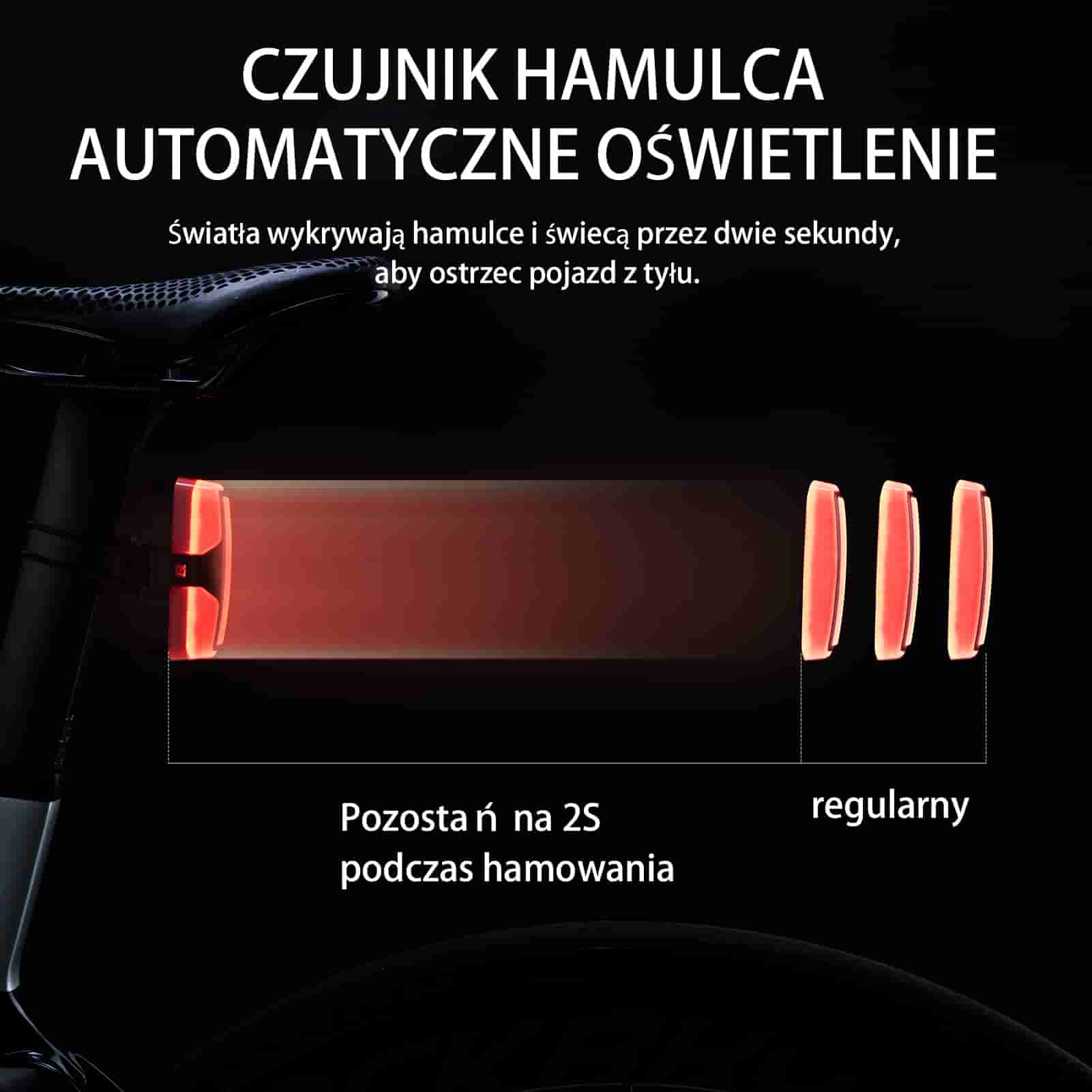 Tylna Lampka Rowerowa USB Z Czujnikiem Hamowania 5 Trybów-REX02 - Image 3