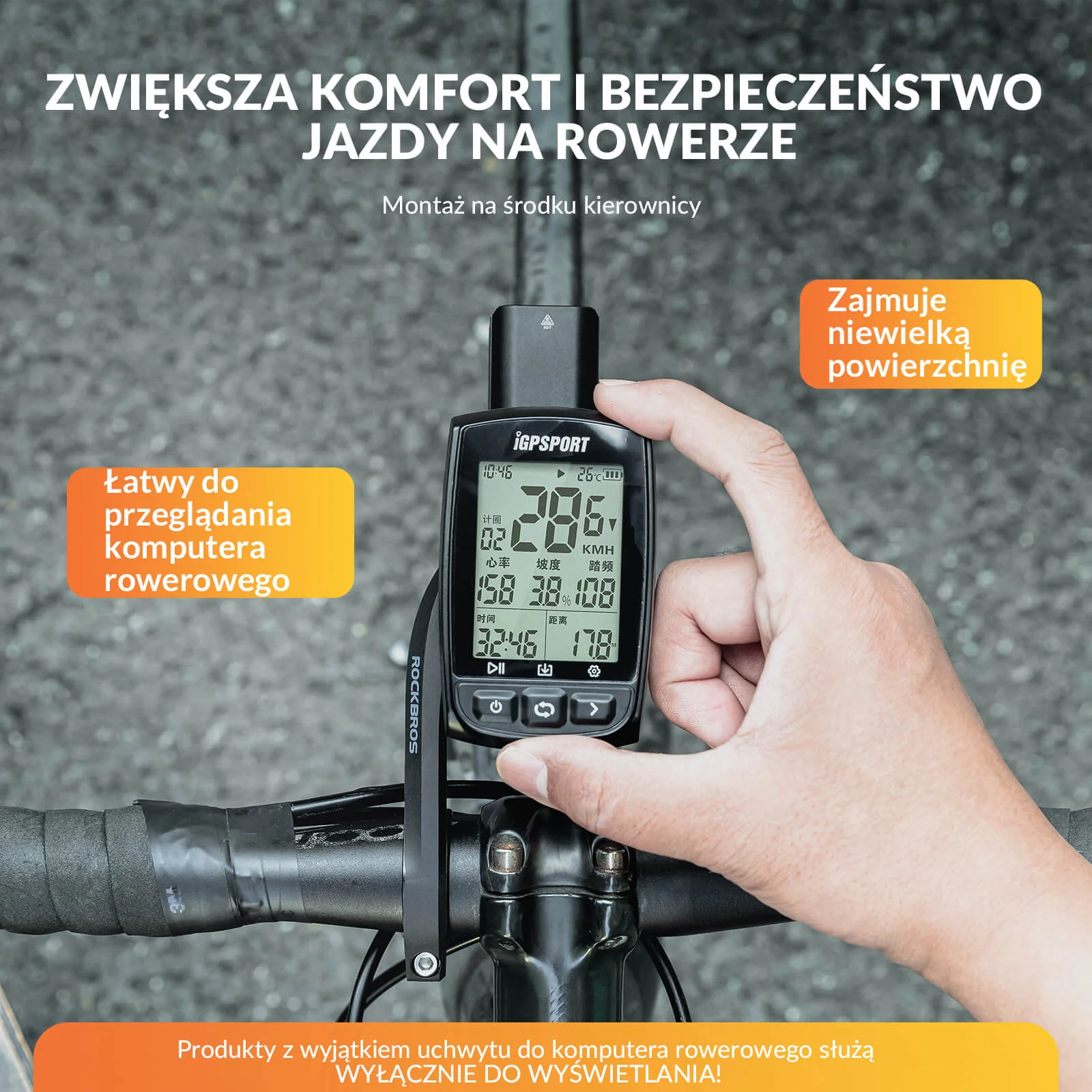 Uchwyt na Komputer Rowerowy – 3w1 z Mocowaniem na Światło/Kamerę - Image 4