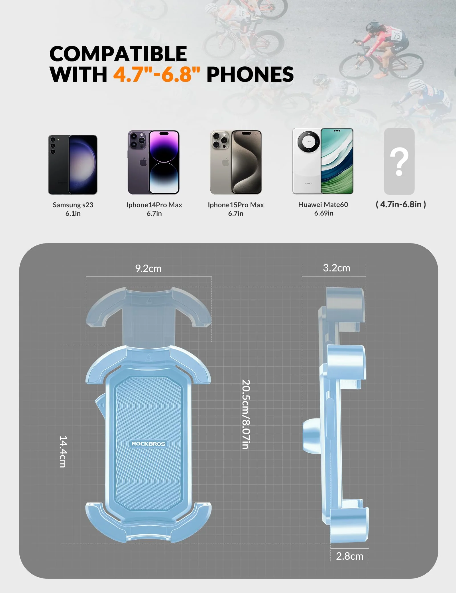 Uchwyt Na Telefon Rowerowy Z Możliwością Obrotu O 360°, Odpowiedni Dla Telefonów O Przekątnej 4,7–7,0 Cala-HW-128 - Image 2