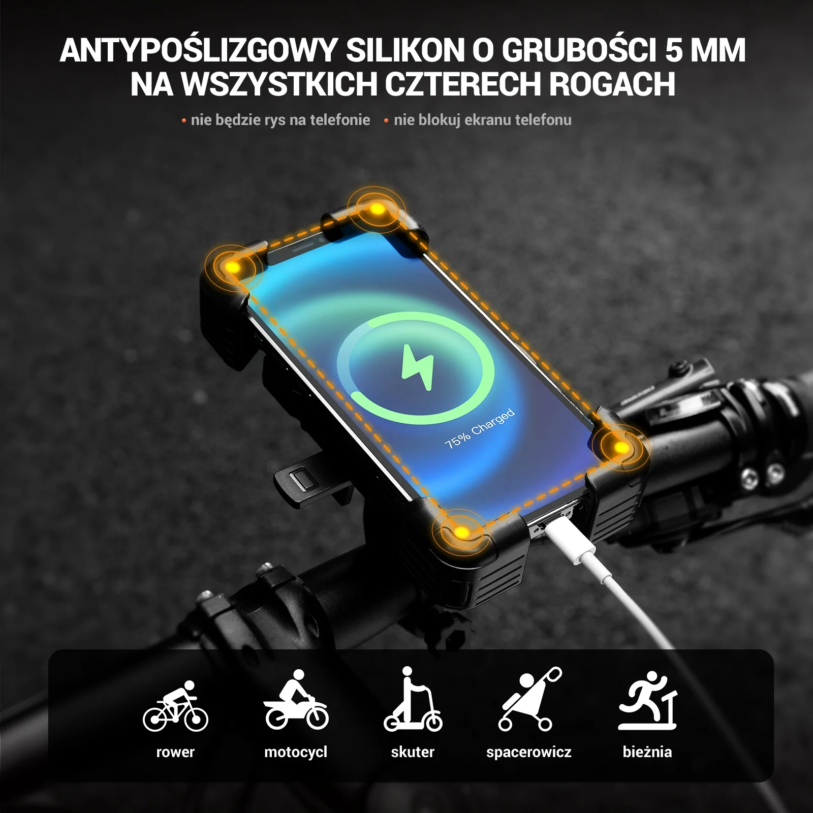 Uchwyt Rowerowy na Telefon do Większości Rowerów i Telefonów 4.5-7.5 cala-HW-117 - Image 12