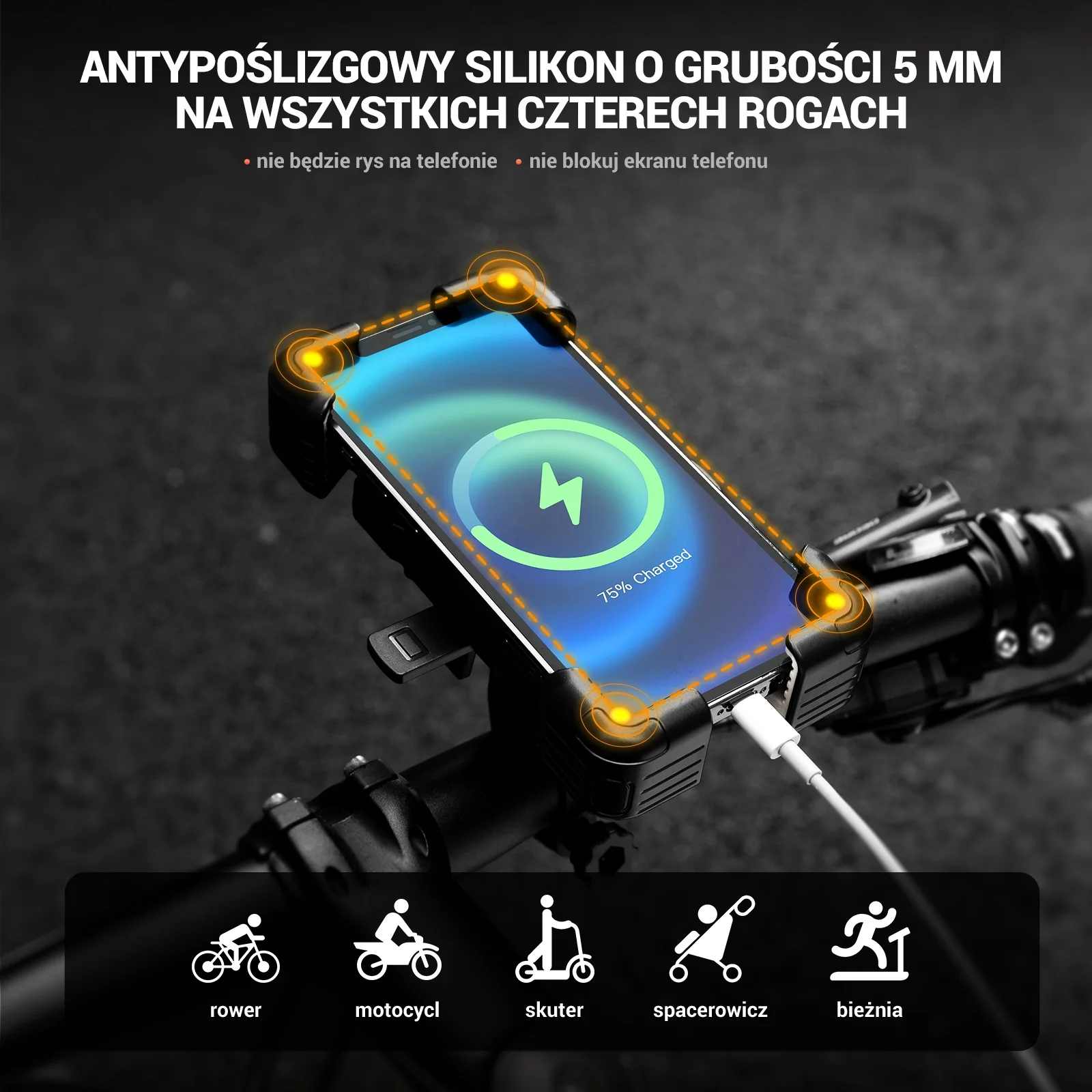 Uchwyt Rowerowy na Telefon do Większości Rowerów i Telefonów 4.5-7.5 cala-HW-117 - Image 6