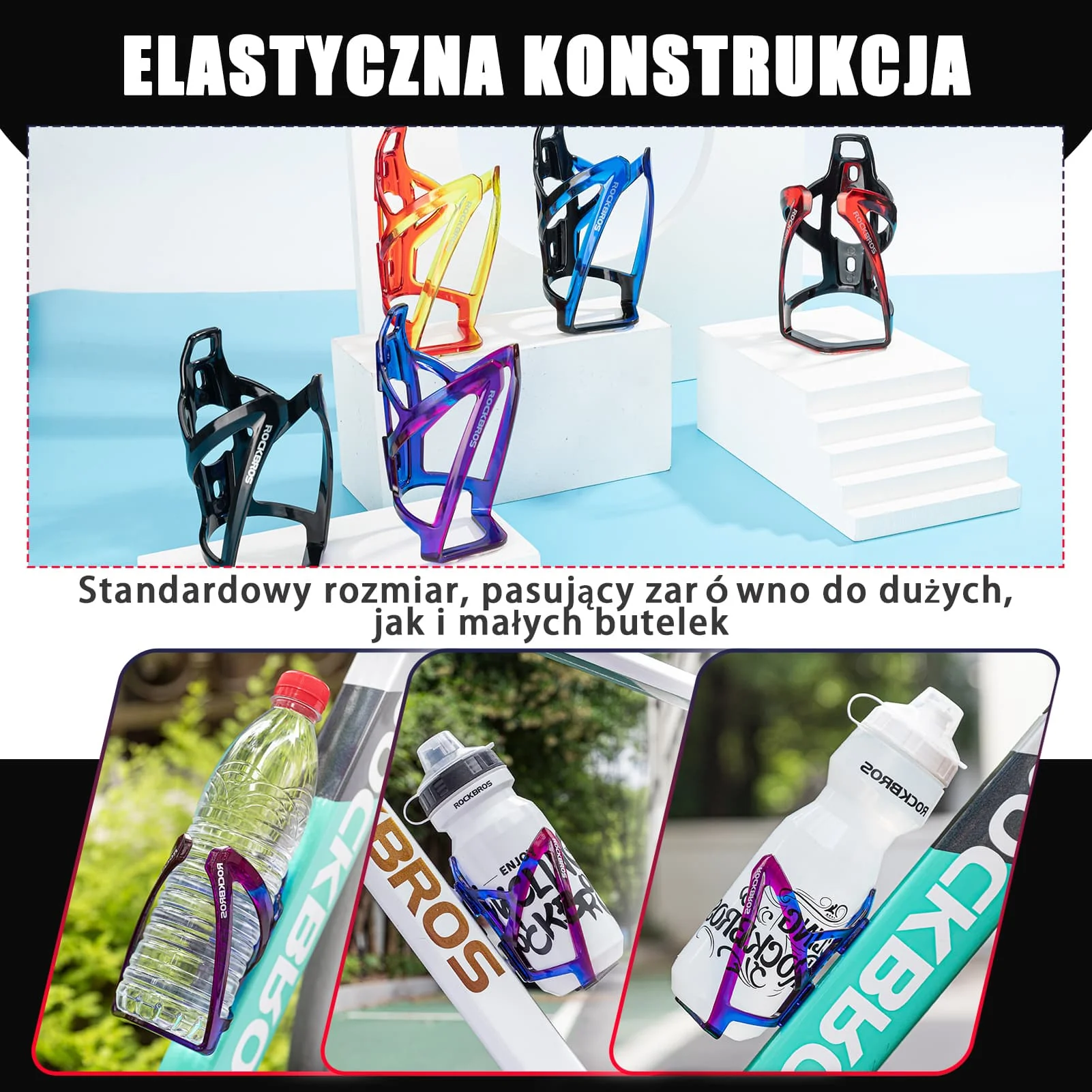 Uchwyty na Bidon Lekki Materiał PC Kolorowy 35g-FK-338 - Image 28
