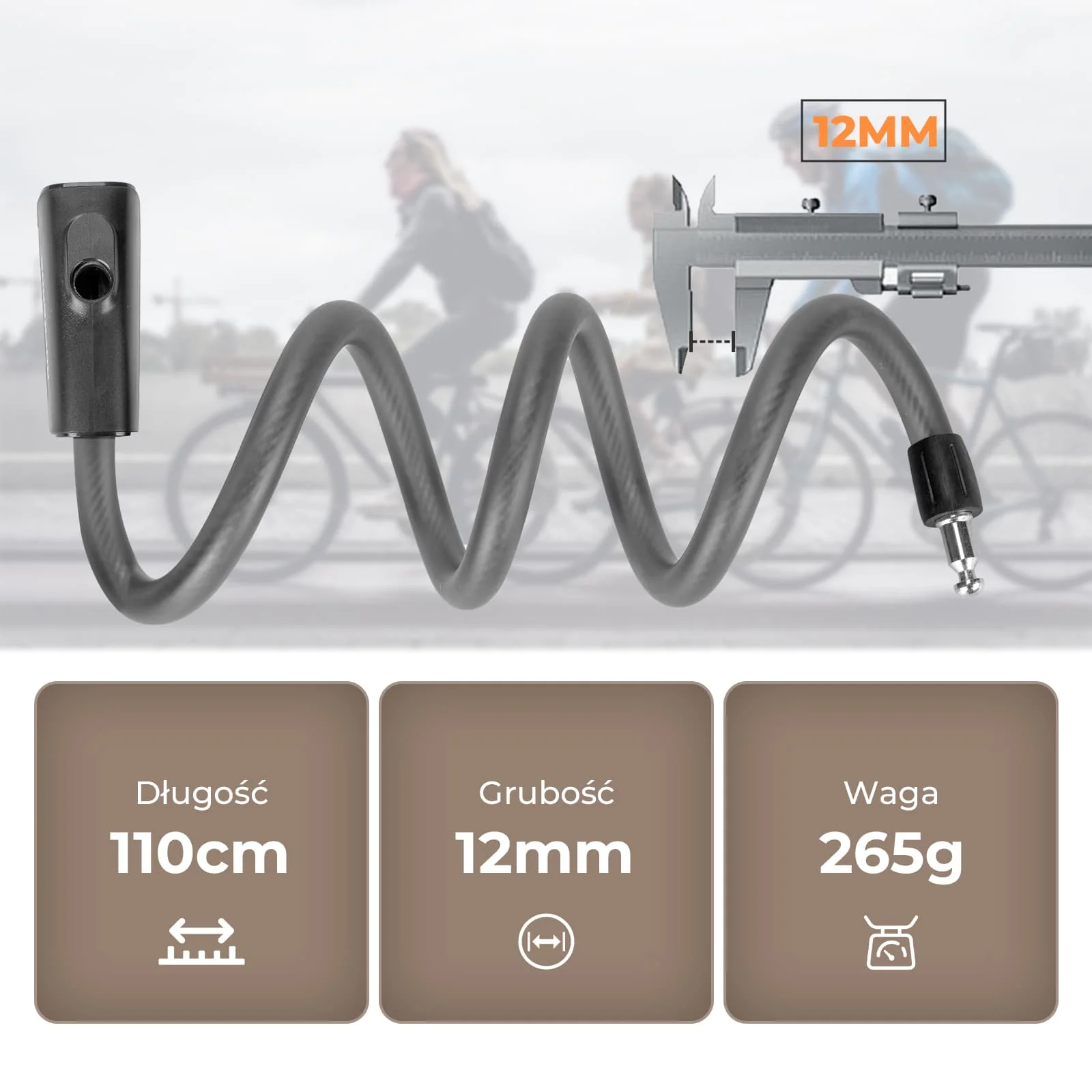 Zapięcie Rowerowe 110 cm / 11 mm Wytrzymałe, Bezpieczne i Uniwersalne - Image 9