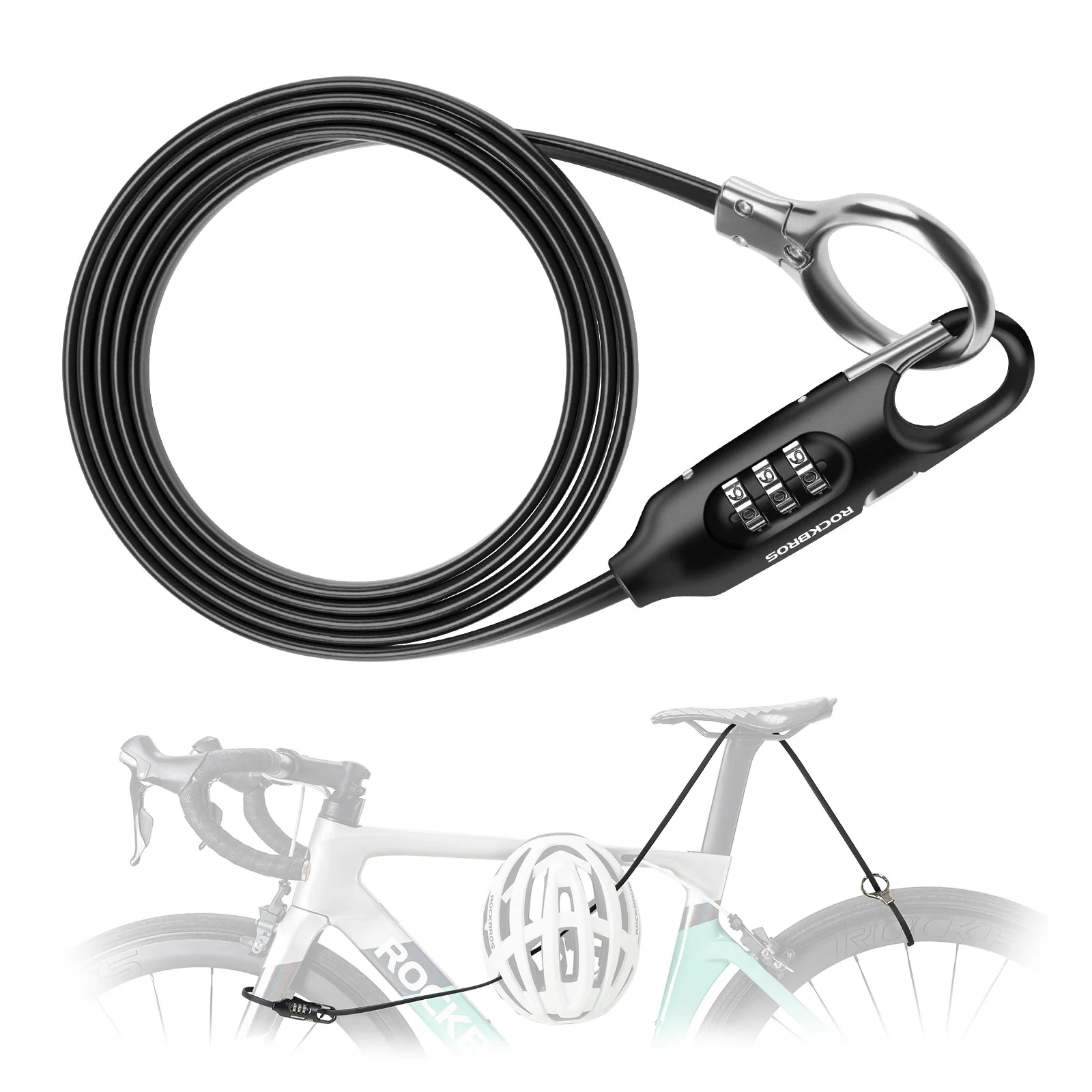 Zapięcie Rowerowe Kabel Antykradzieżowy Na Kod 150 cm-PL3001 - Image 6