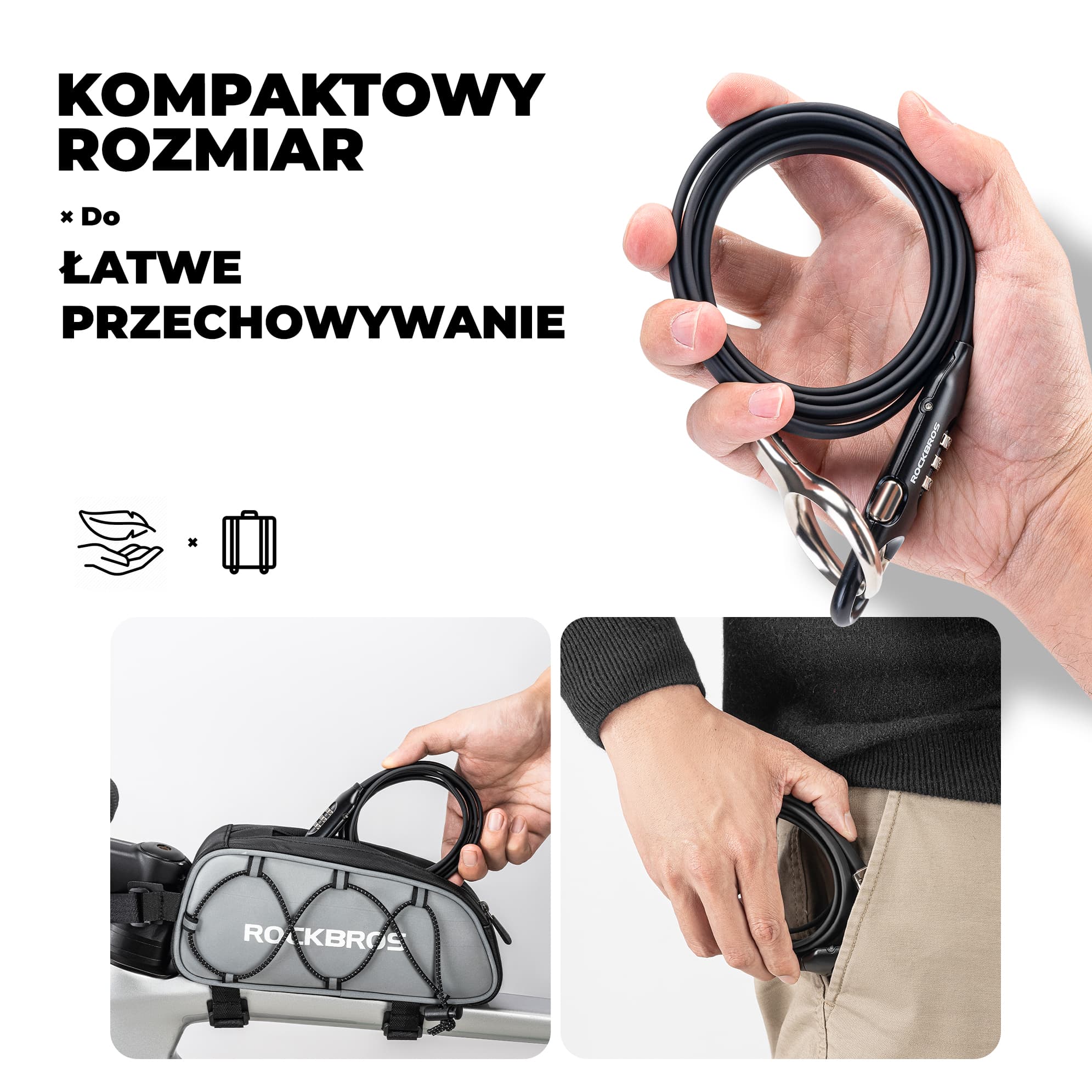 Zapięcie Rowerowe Kabel Antykradzieżowy Na Kod 150 cm-PL3001 - Image 8