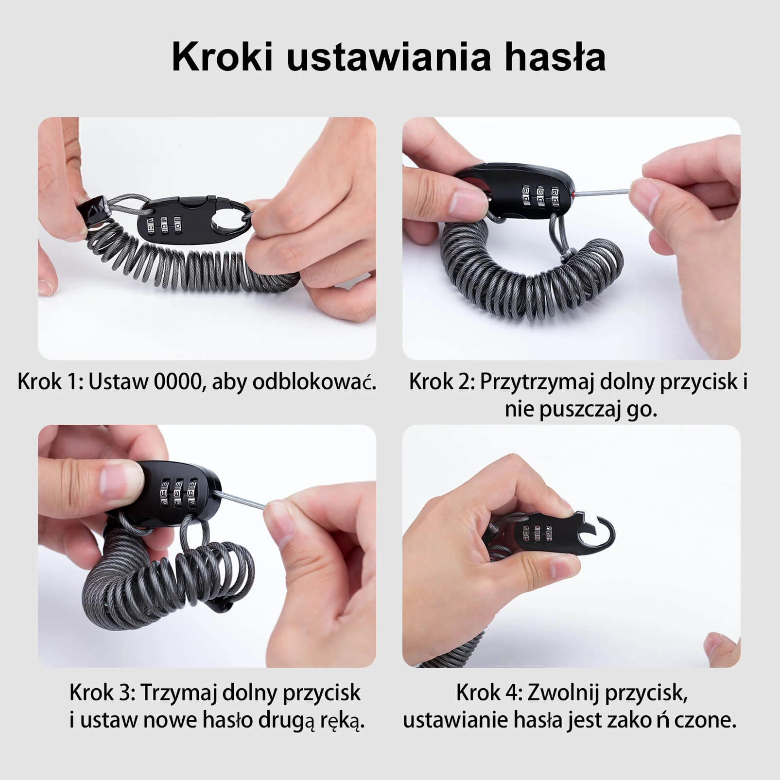 Zapięcie do Kasku Rowerowego Trzycyfrowe Hasło Długość 90cm - Image 5