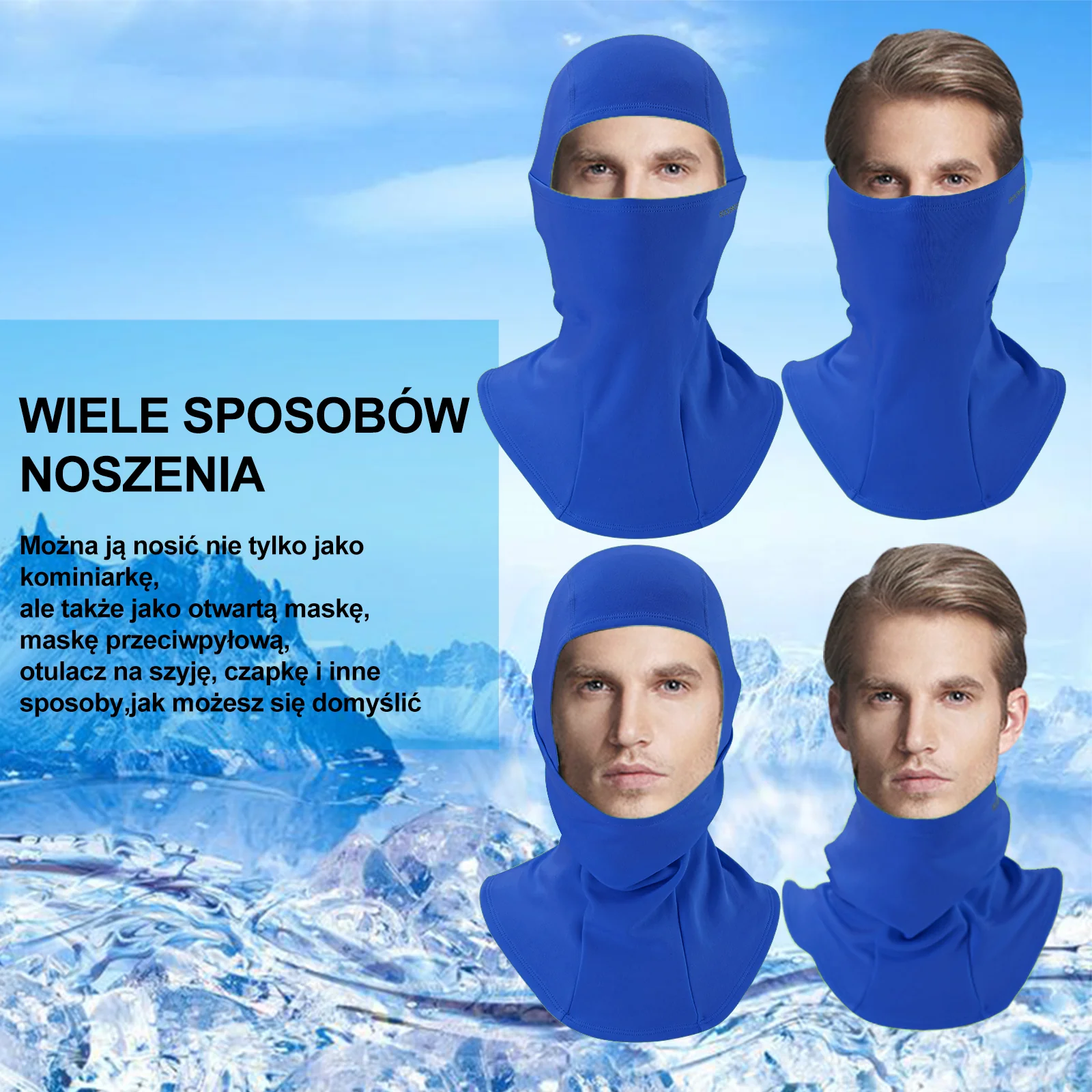 Kominiarka Jesienno-Zimowa  Wiatroszczelna Przeciwpyłowa Oddychająca Jeden Rozmiar-LF7345 - Image 31