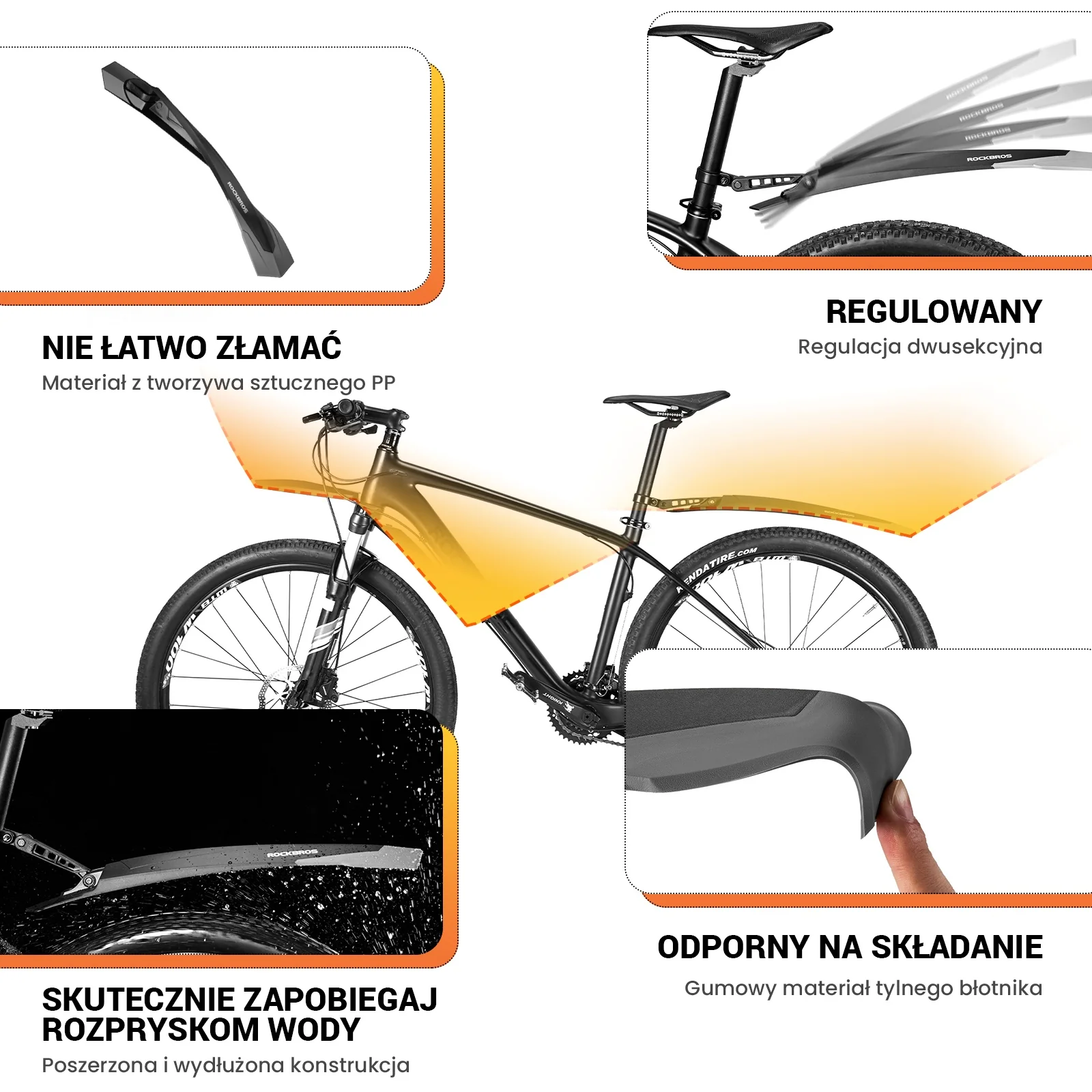 Zestaw Błotników Rowerowych z Tyłu i z Przodu, Regulowany-DNB-890 - Image 3