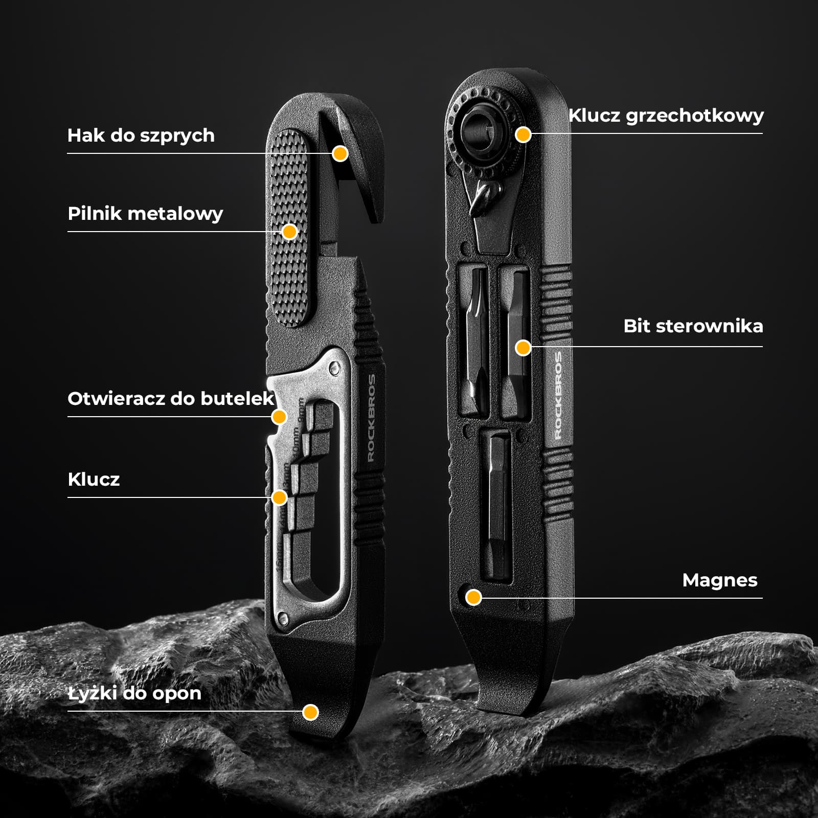 Zestaw Narzędzi Rowerowych 16 W 1 Mini Tool Łyżki Do Opon Z Kluczem Z Grzechotką - Image 3