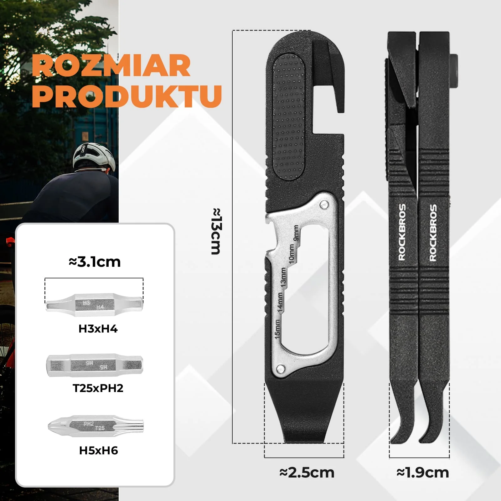 Zestaw Narzędzi Rowerowych 16 W 1 Mini Tool Łyżki Do Opon Z Kluczem Z Grzechotką - Image 4