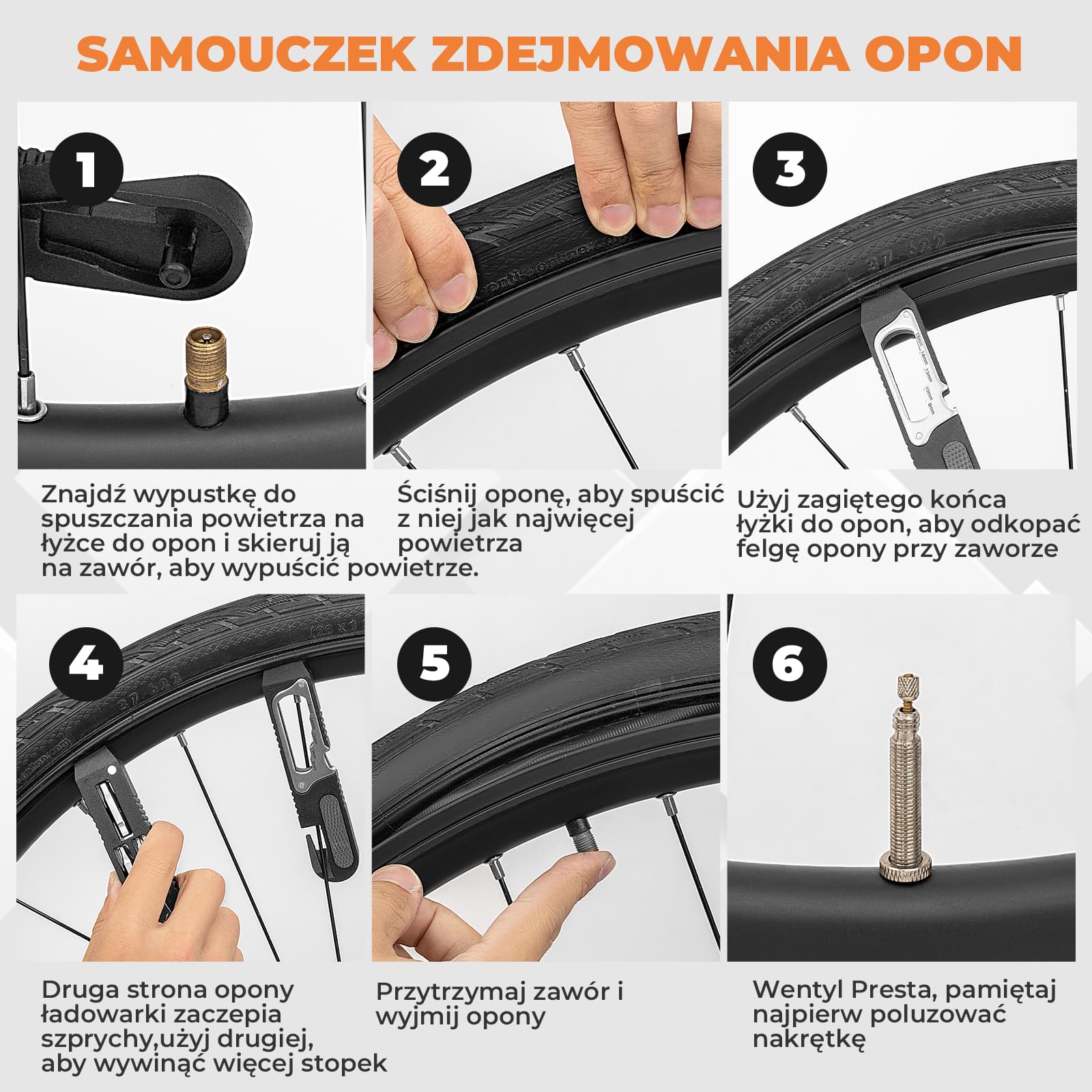 Zestaw Narzędzi Rowerowych 16 W 1 Mini Tool Łyżki Do Opon Z Kluczem Z Grzechotką - Image 7