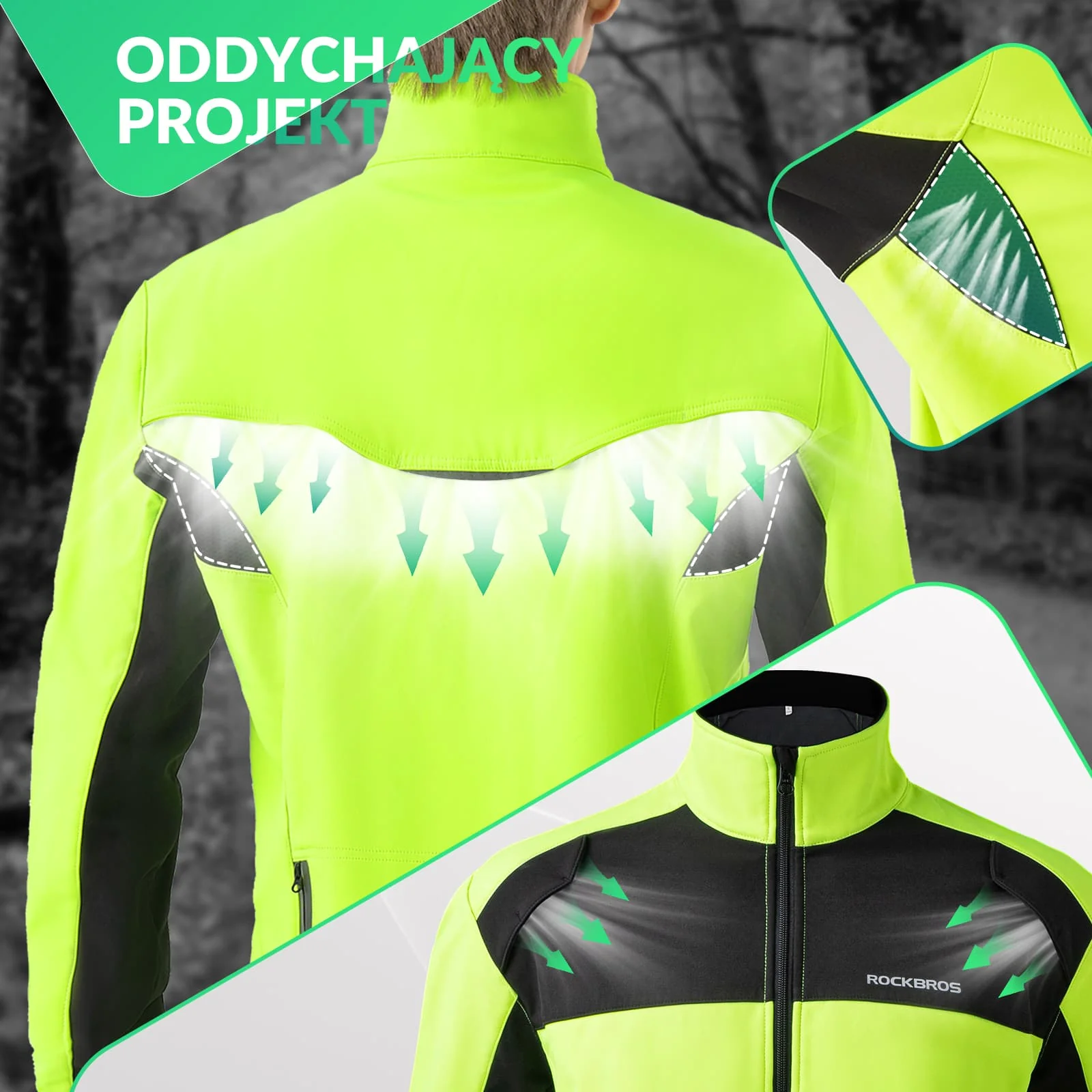 Zimowa Wiatroodporna Kurtka Rowerowa Typu Softshell Mężczyźni -YPW055 - Image 6
