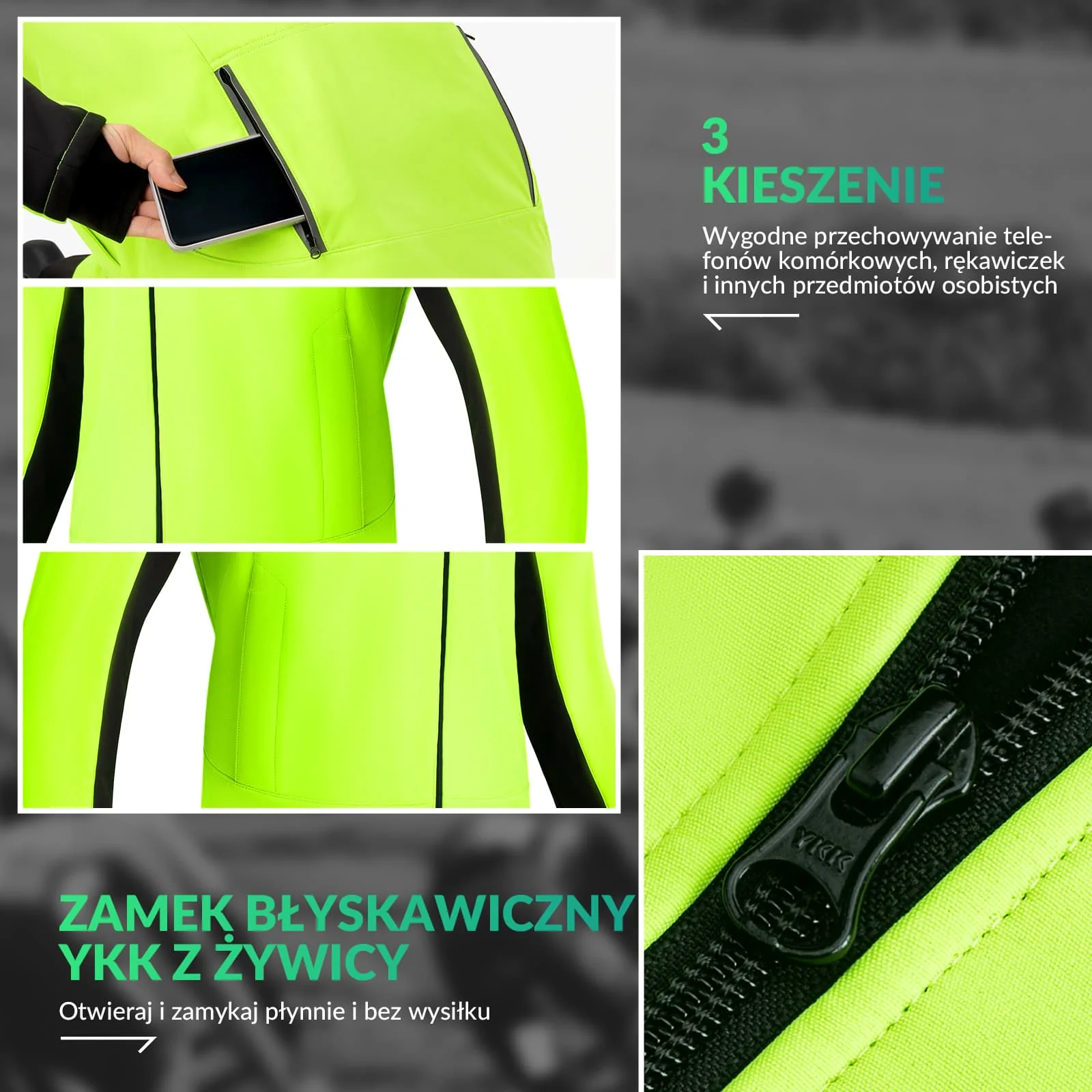 Zimowa Wiatroodporna Kurtka Rowerowa Typu Softshell Mężczyźni -YPW055 - Image 8