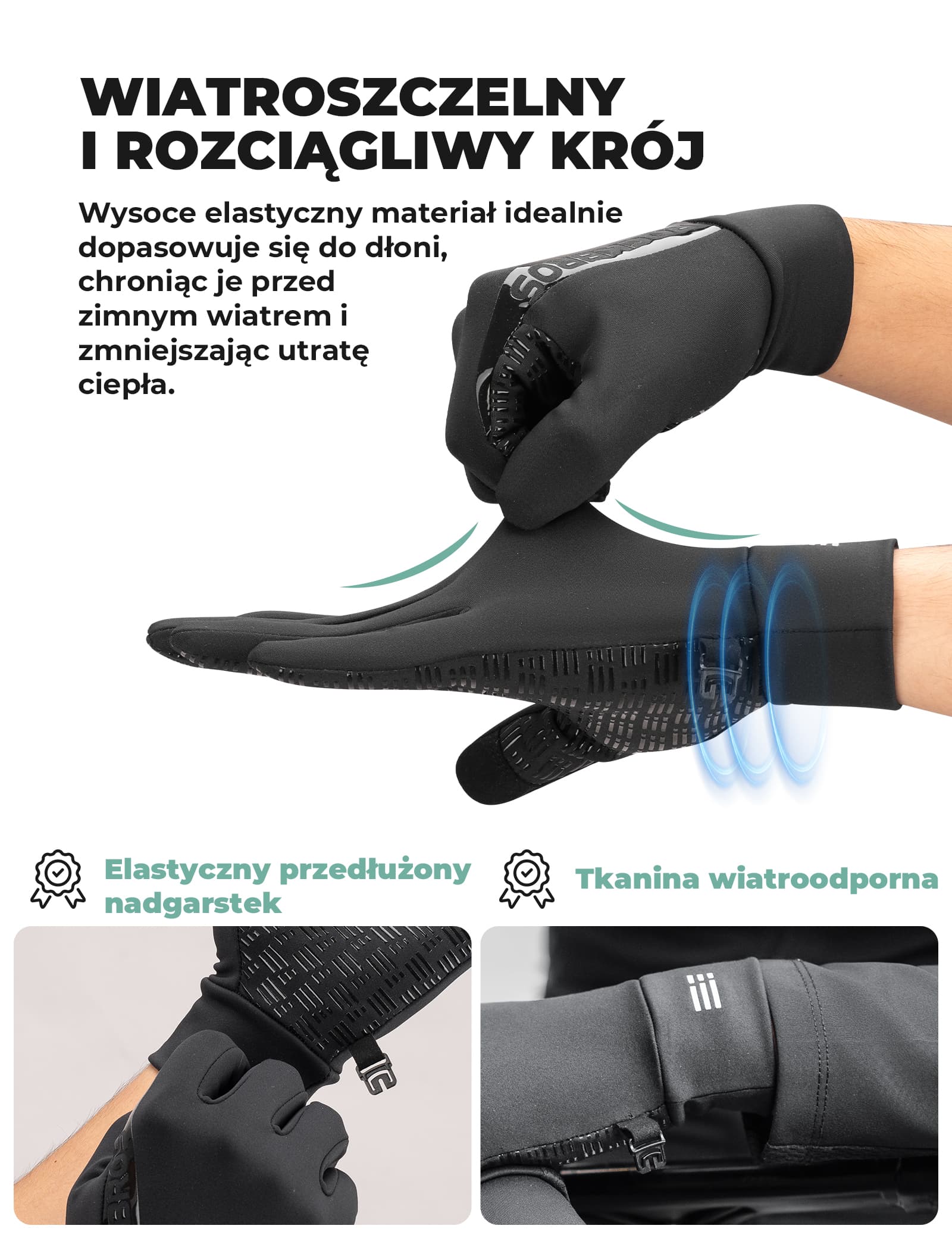Zimowe Rękawice Rowerowe Z Grafenem Oddychające 5–15°C– S414 - Image 17