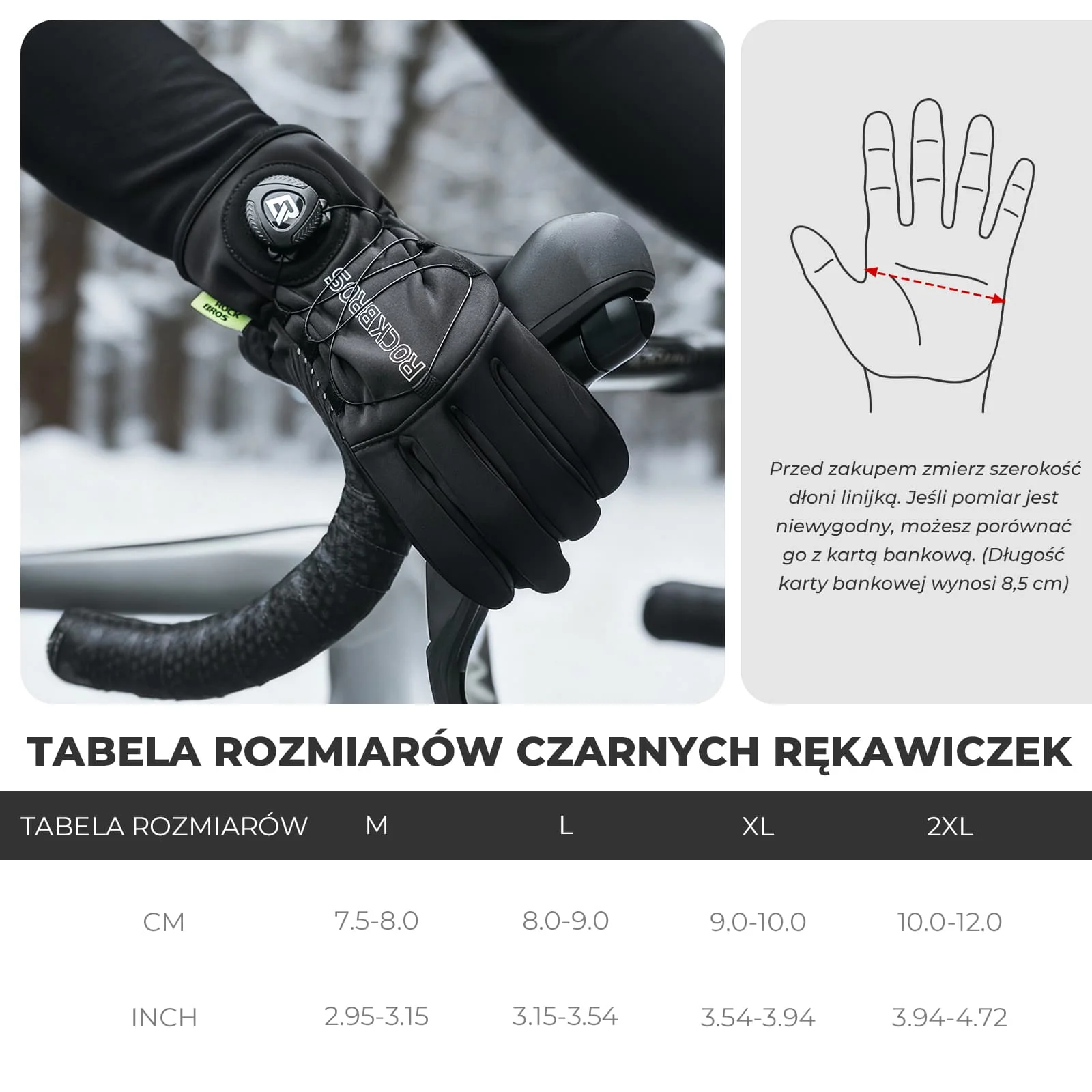 Zimowe Rękawiczki Rowerowe Ocielane, Dotykowe i Odblaskowe-S351 - Image 6